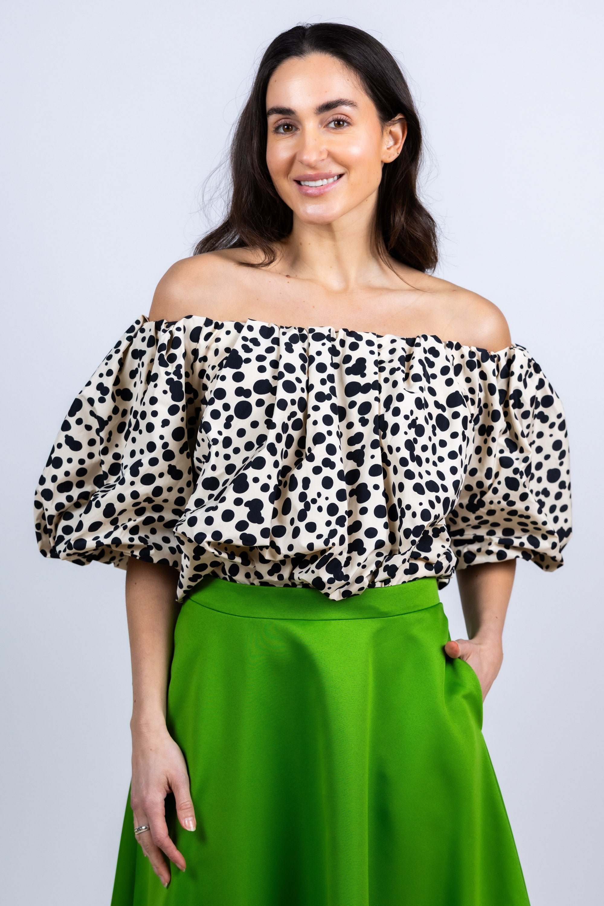 Body met pofmouwen - Ecru