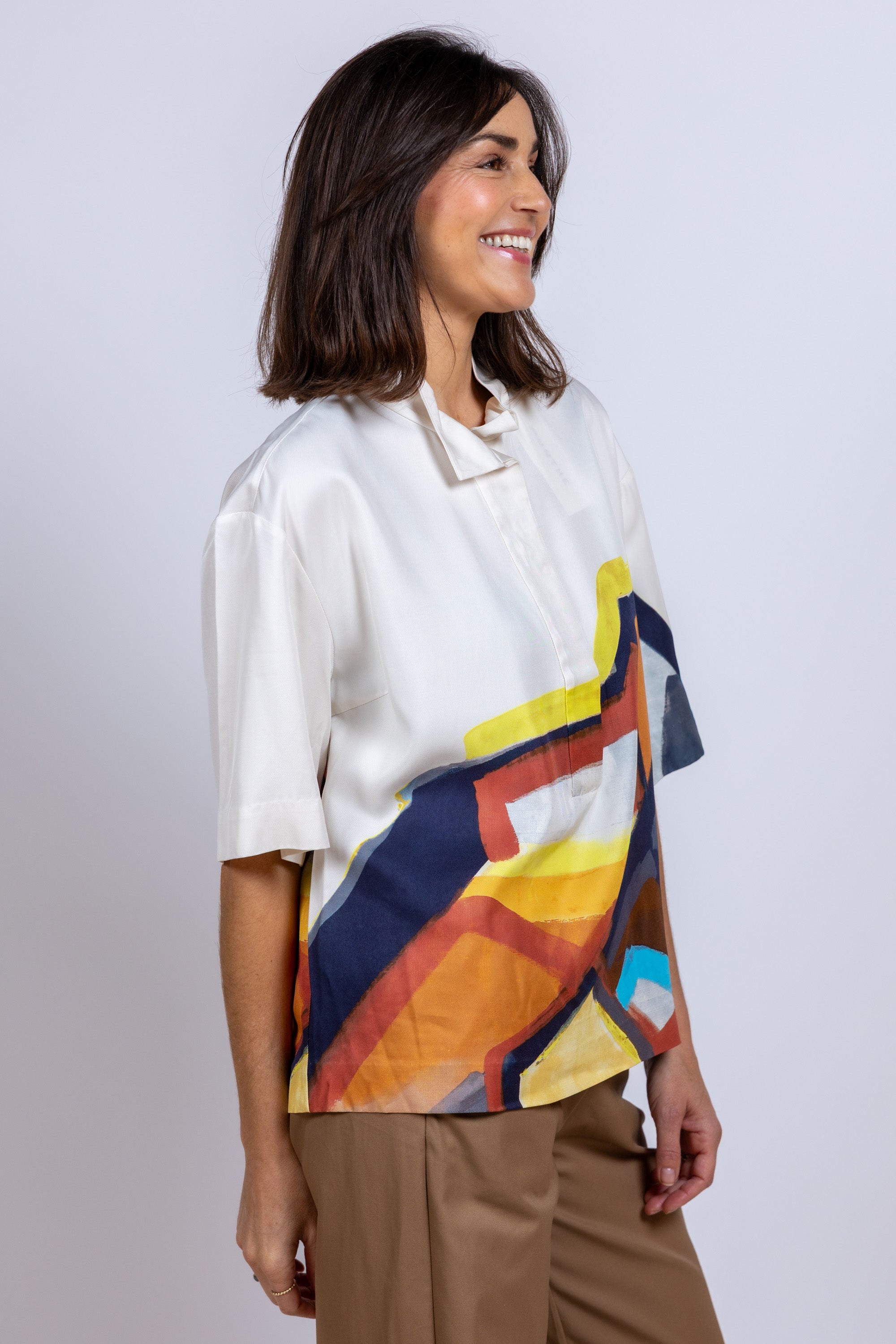 Blouse met print - Ecru