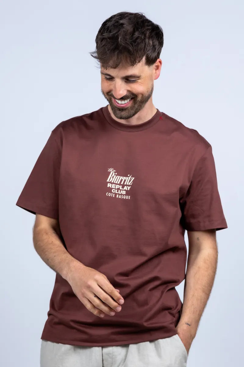 REPLAY H REPLAY H M337400023608P T-shirt met print - Bruin