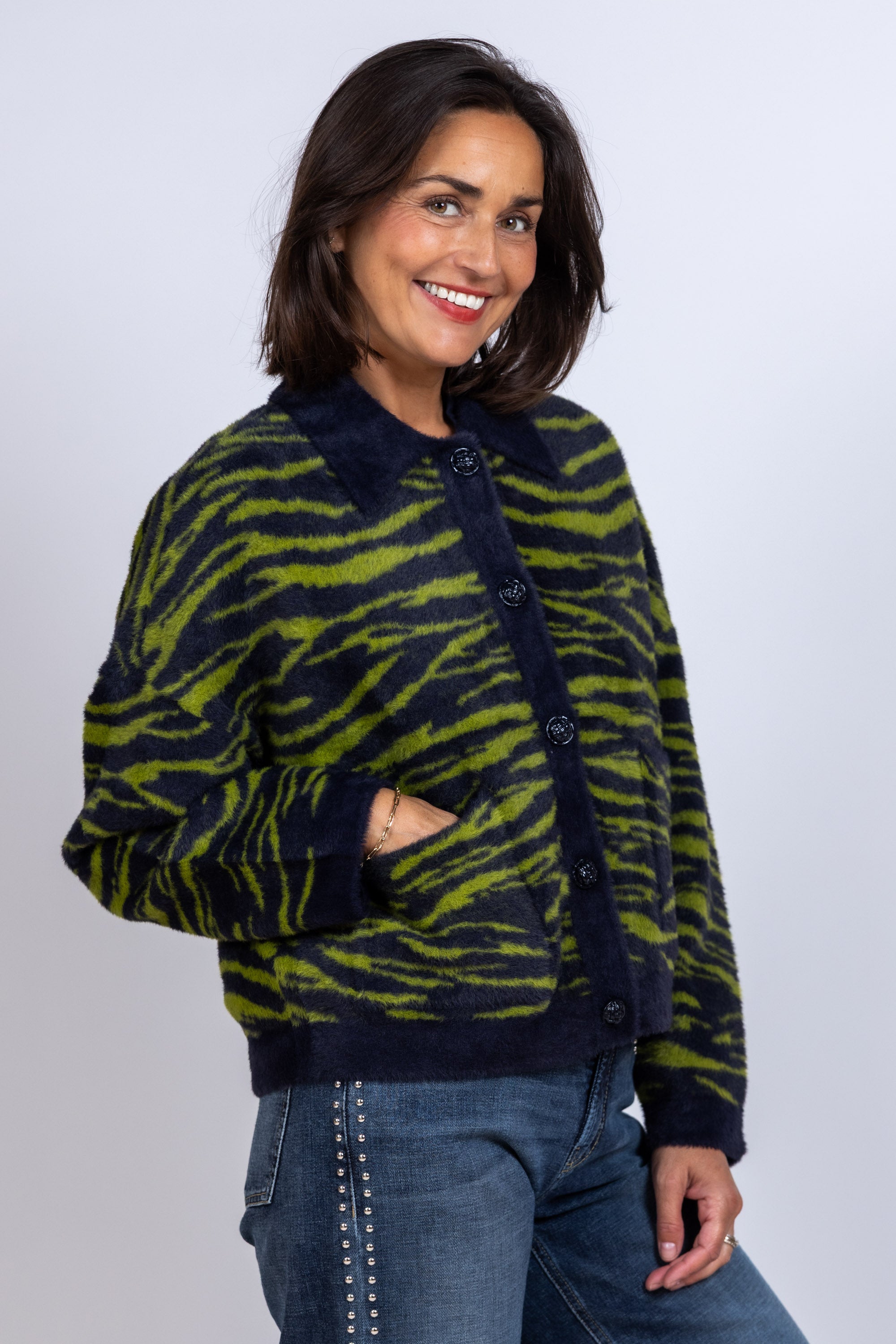 Vest met dierenprint - Appelgroen