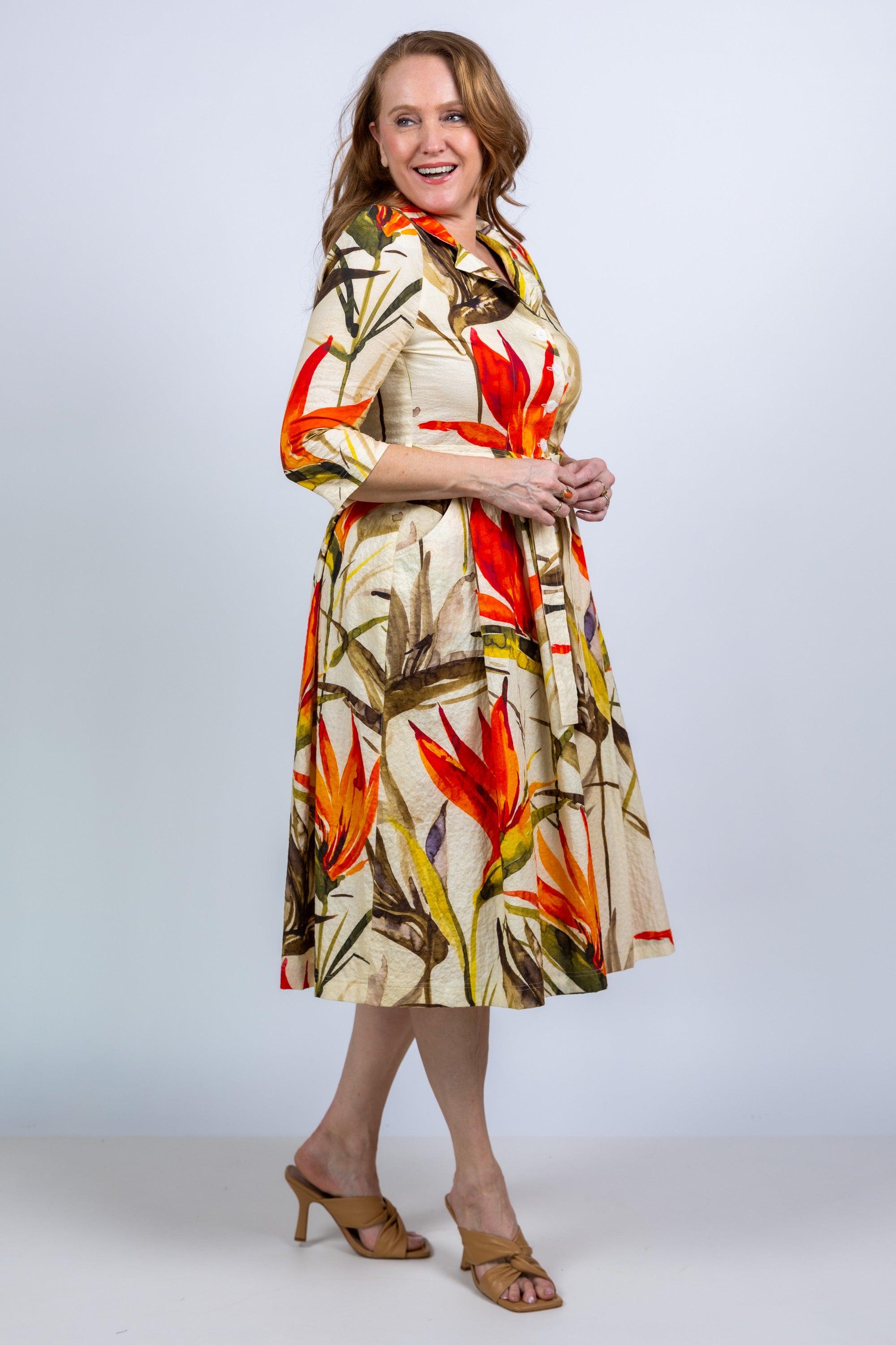 Jurk met knopen - Beige