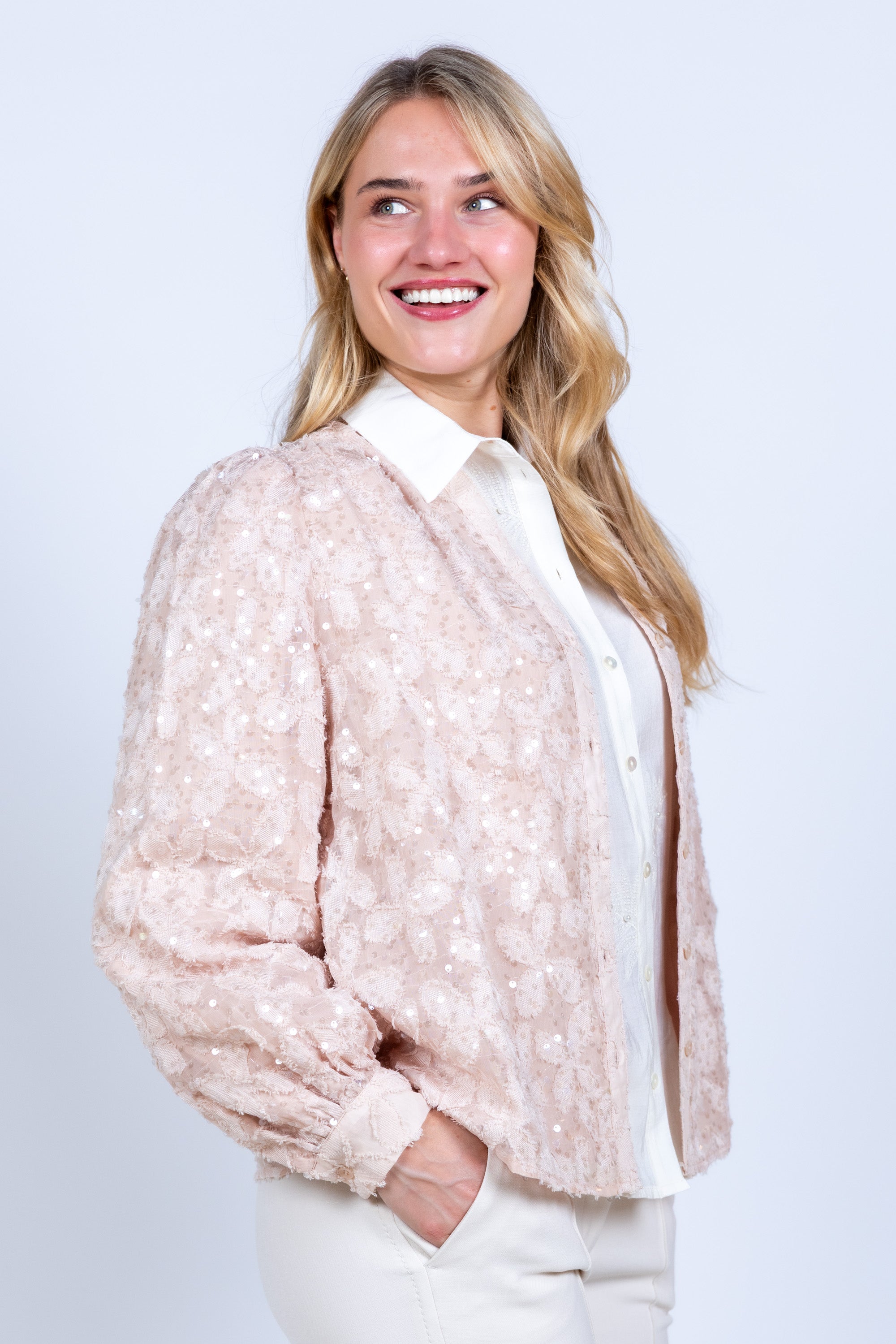 Jasje met pailletten - Oudroze