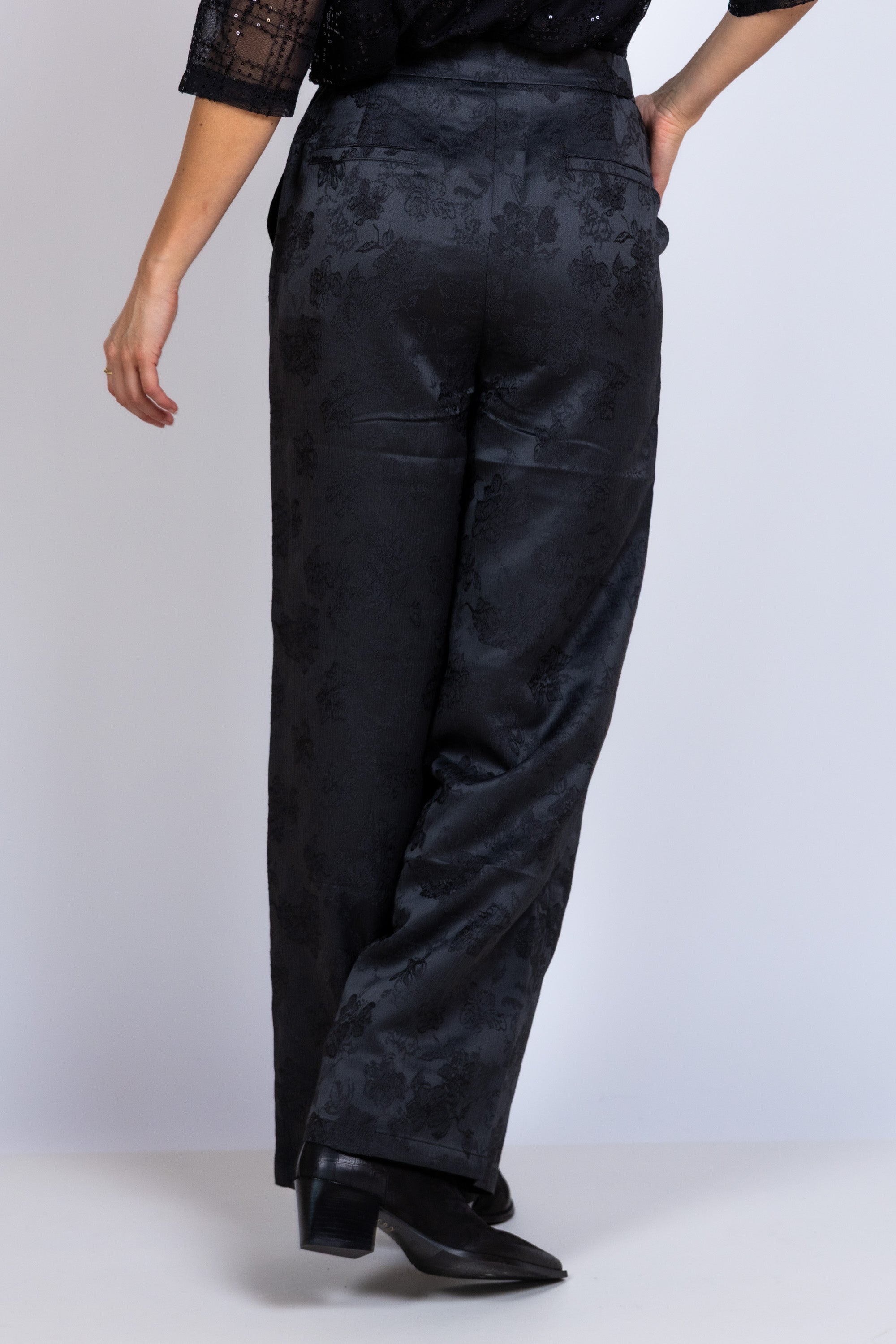 Wijde broek met dessin - Antraciet