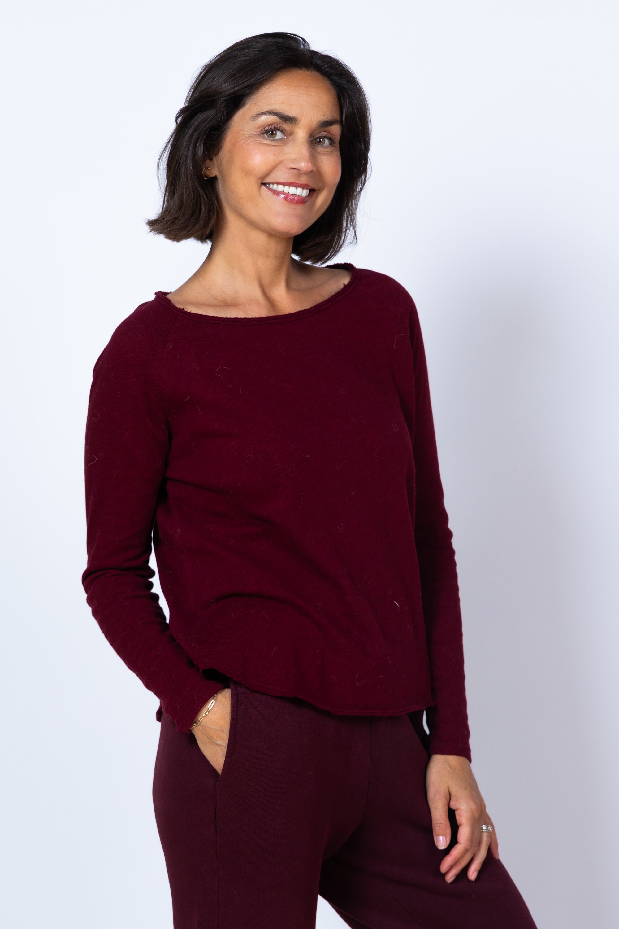 Trui met ronde hals - Donkerbordeaux