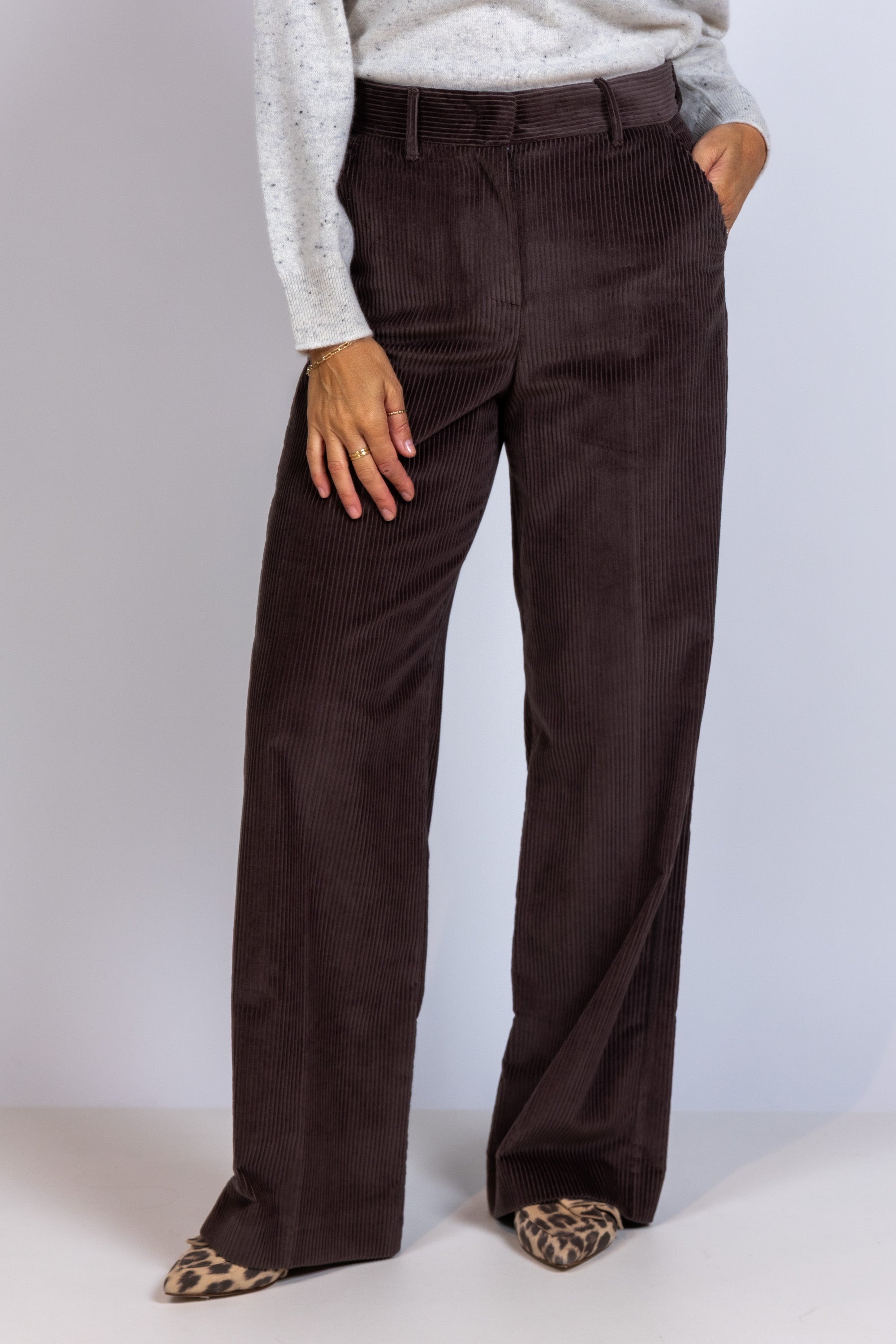 Broek met ribstof - Bruin