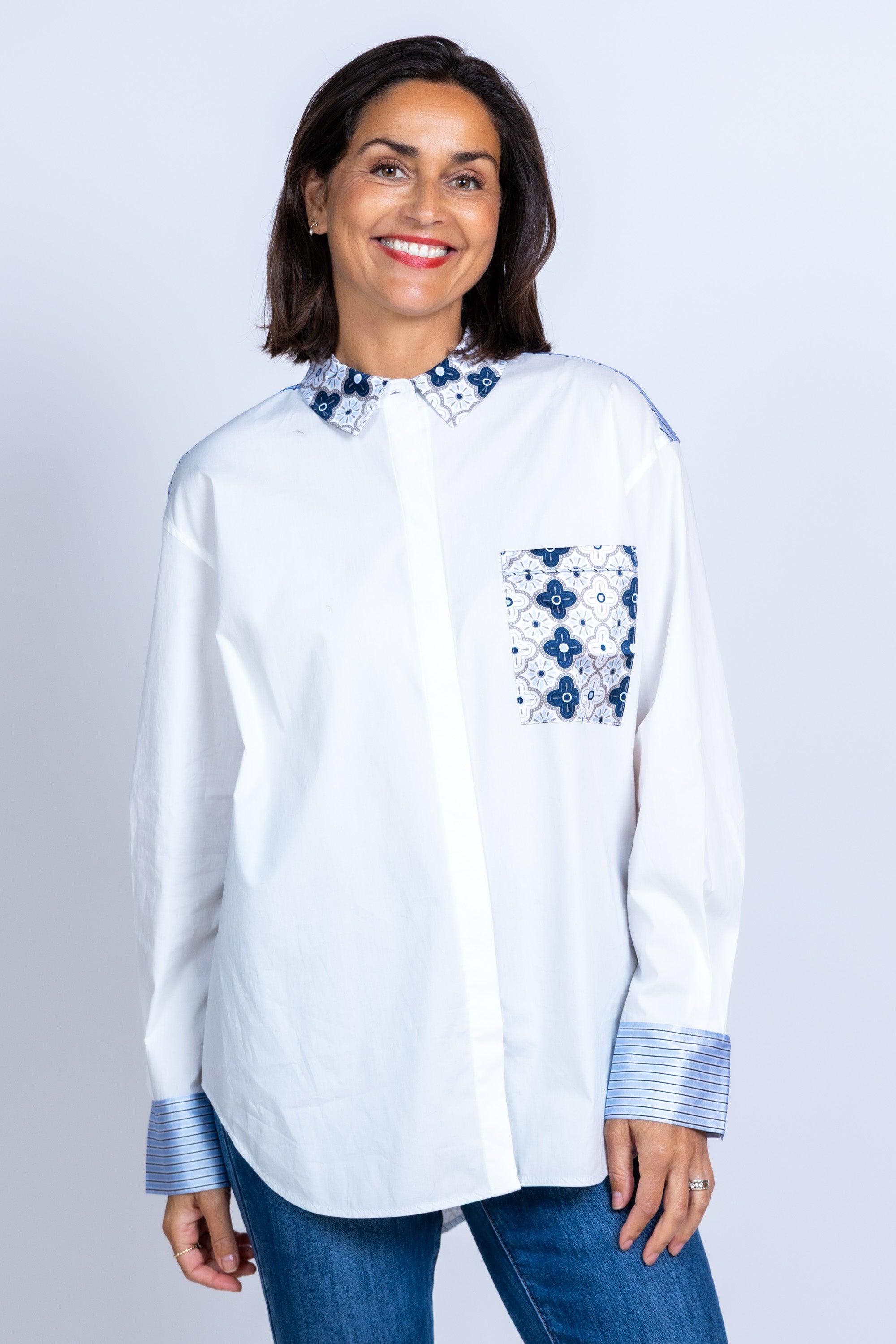 Blouse met print - Ecru