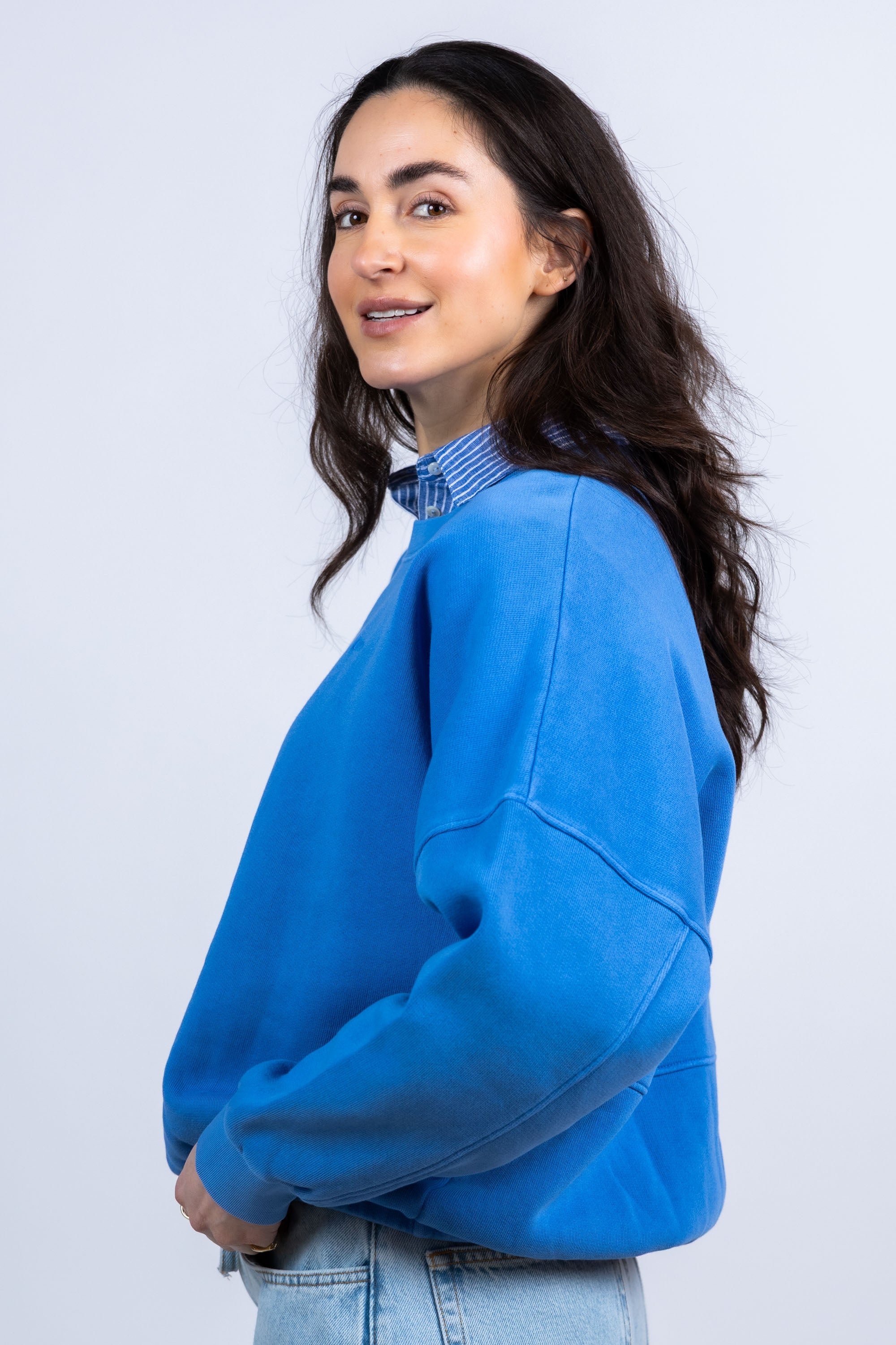 Sweater met elastische zoom - French blue
