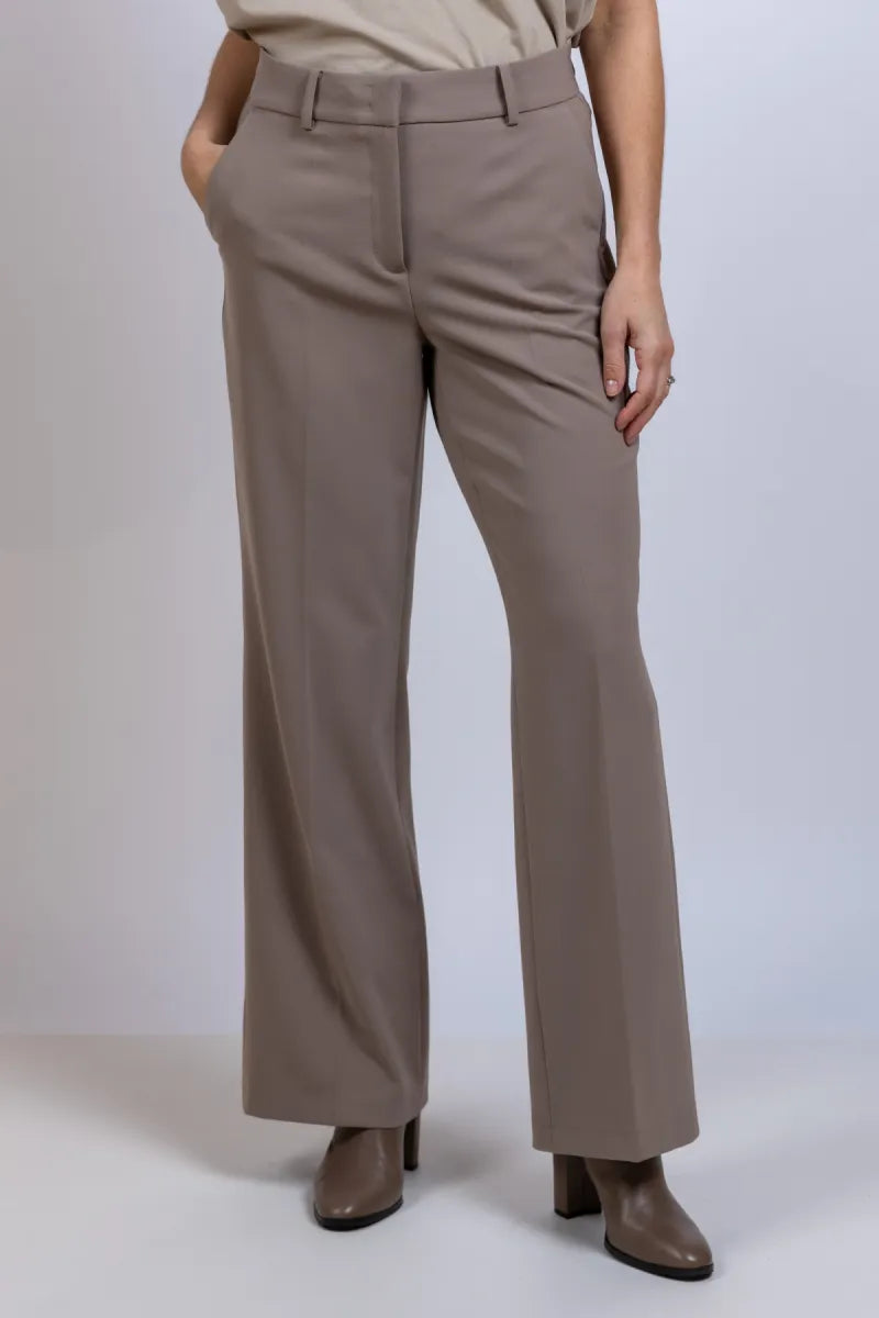 CAMBIO Broek met wijde pijpen - Taupe
