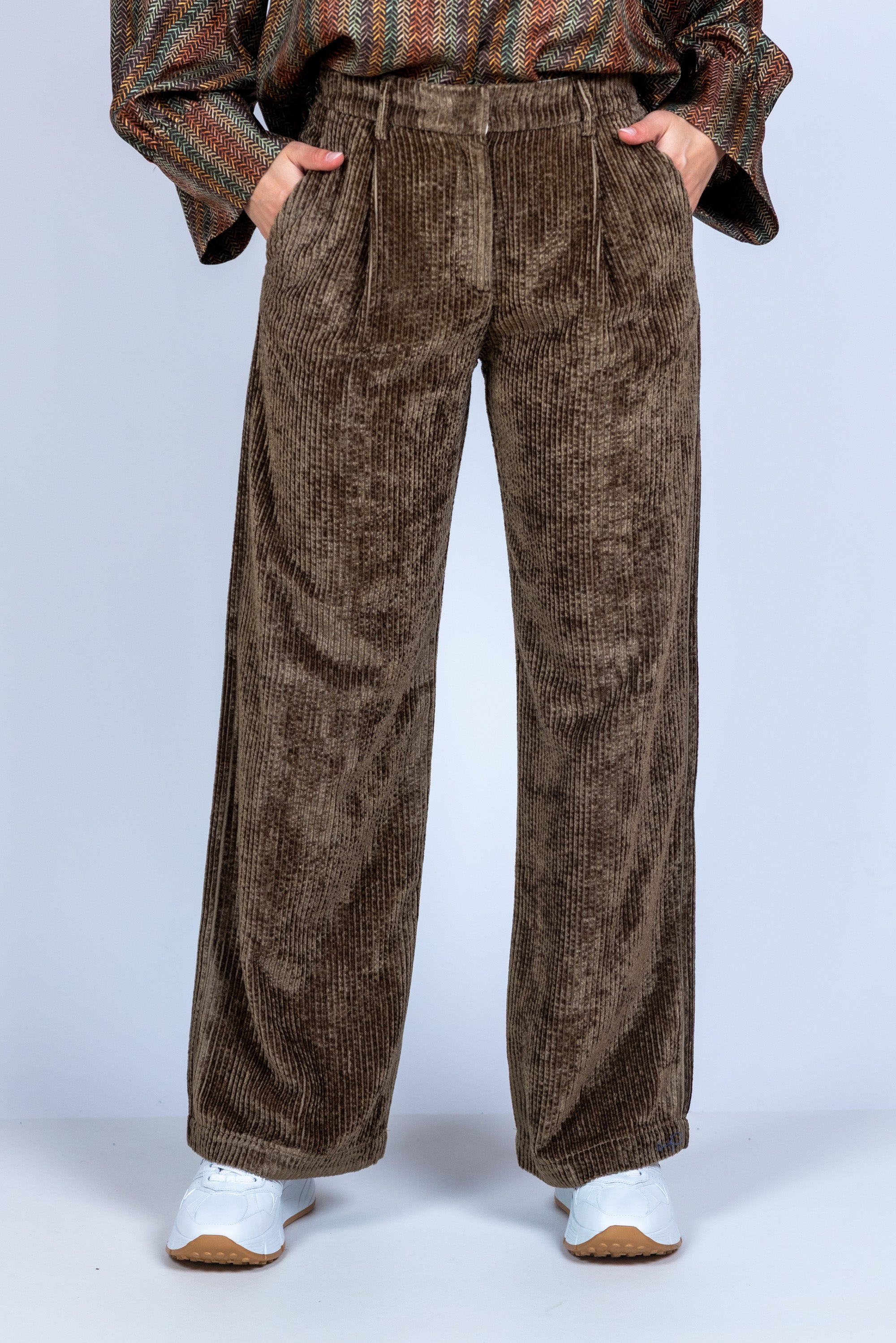 Broek met wijd model - Khaki