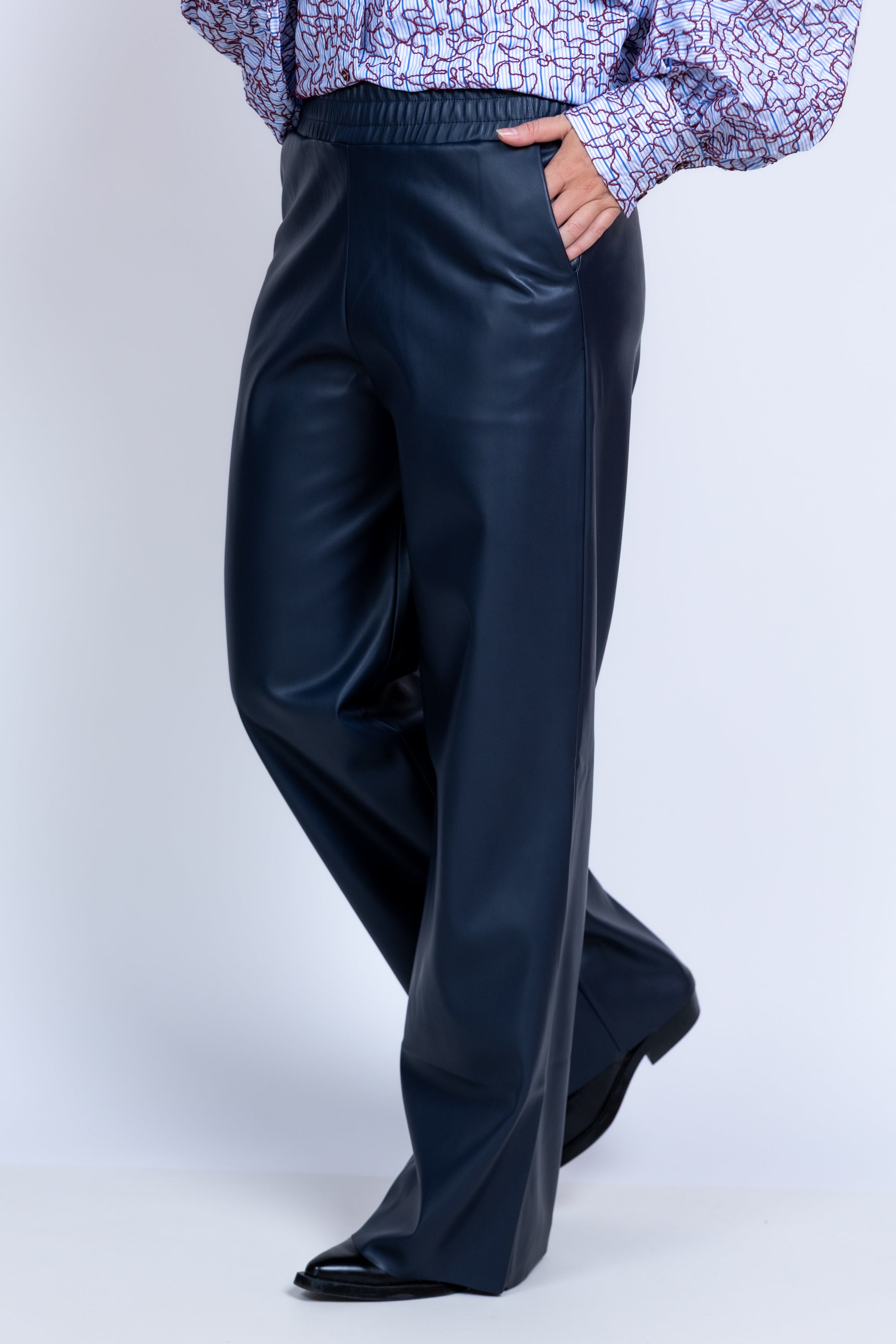 Leren broek - Marine