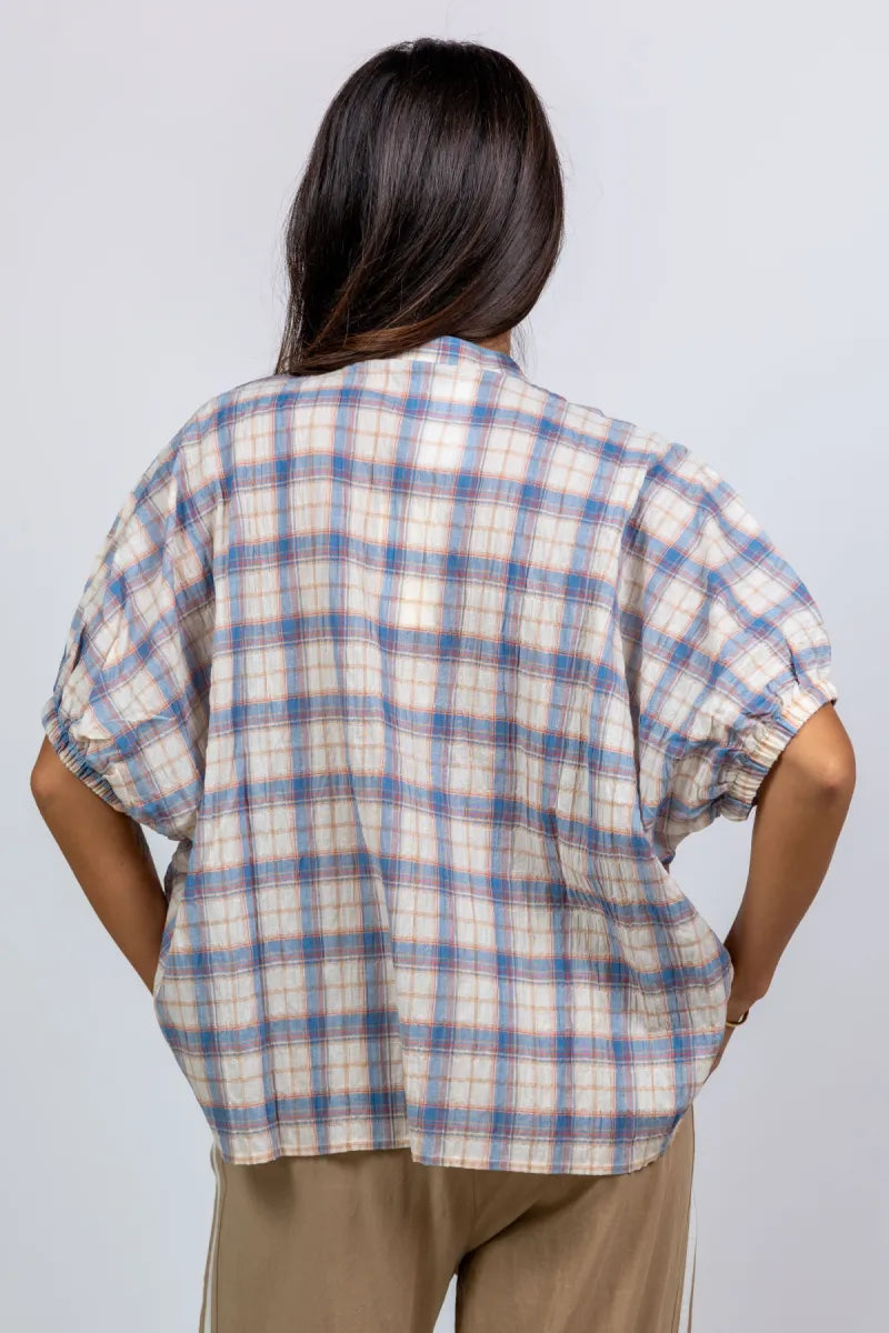 PENN & INK PENN & INK S26F1822 PENN & INK S26F1822 Blouse met ruitpatroon - Bleu
