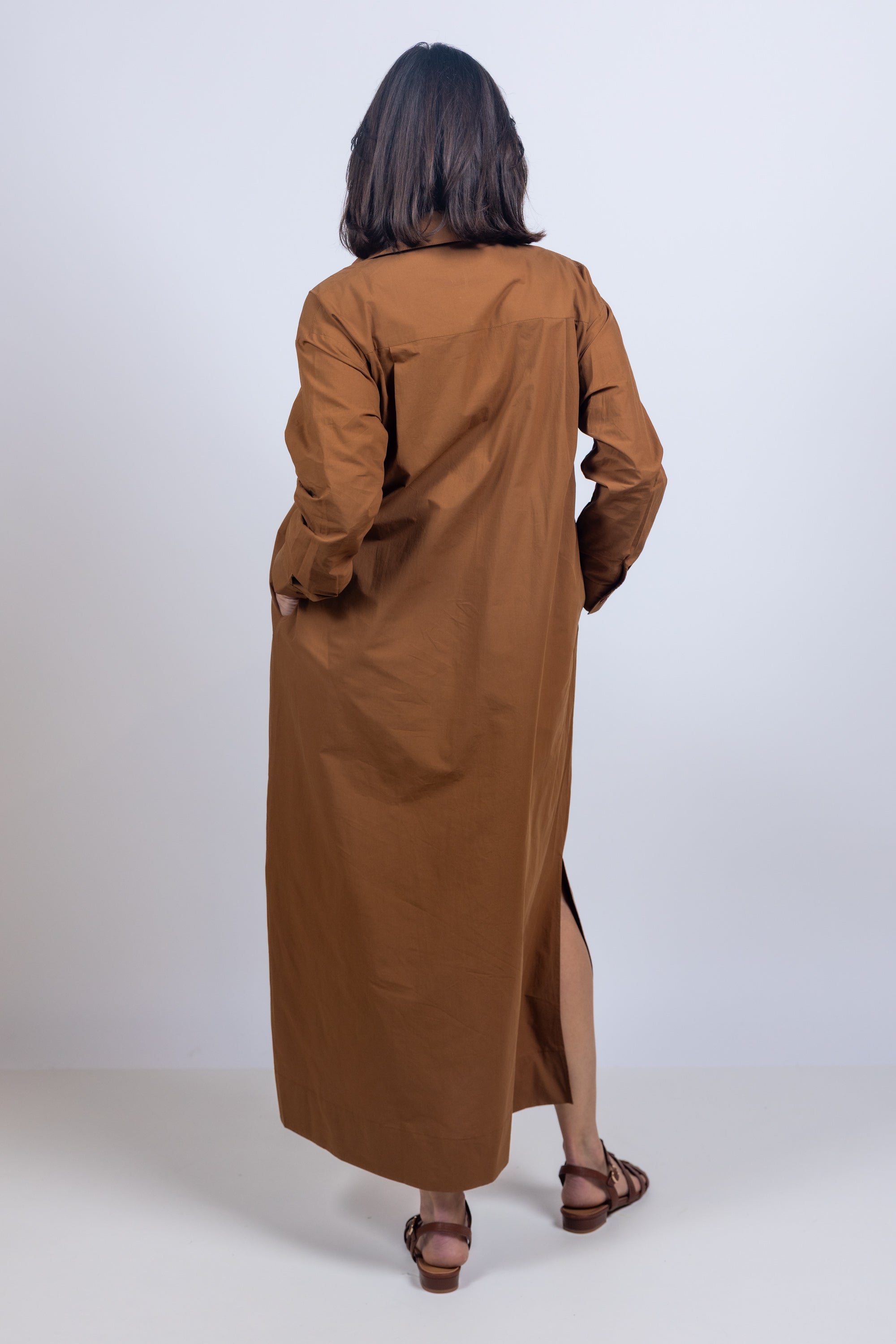 Maxi blousejurk - Cognac