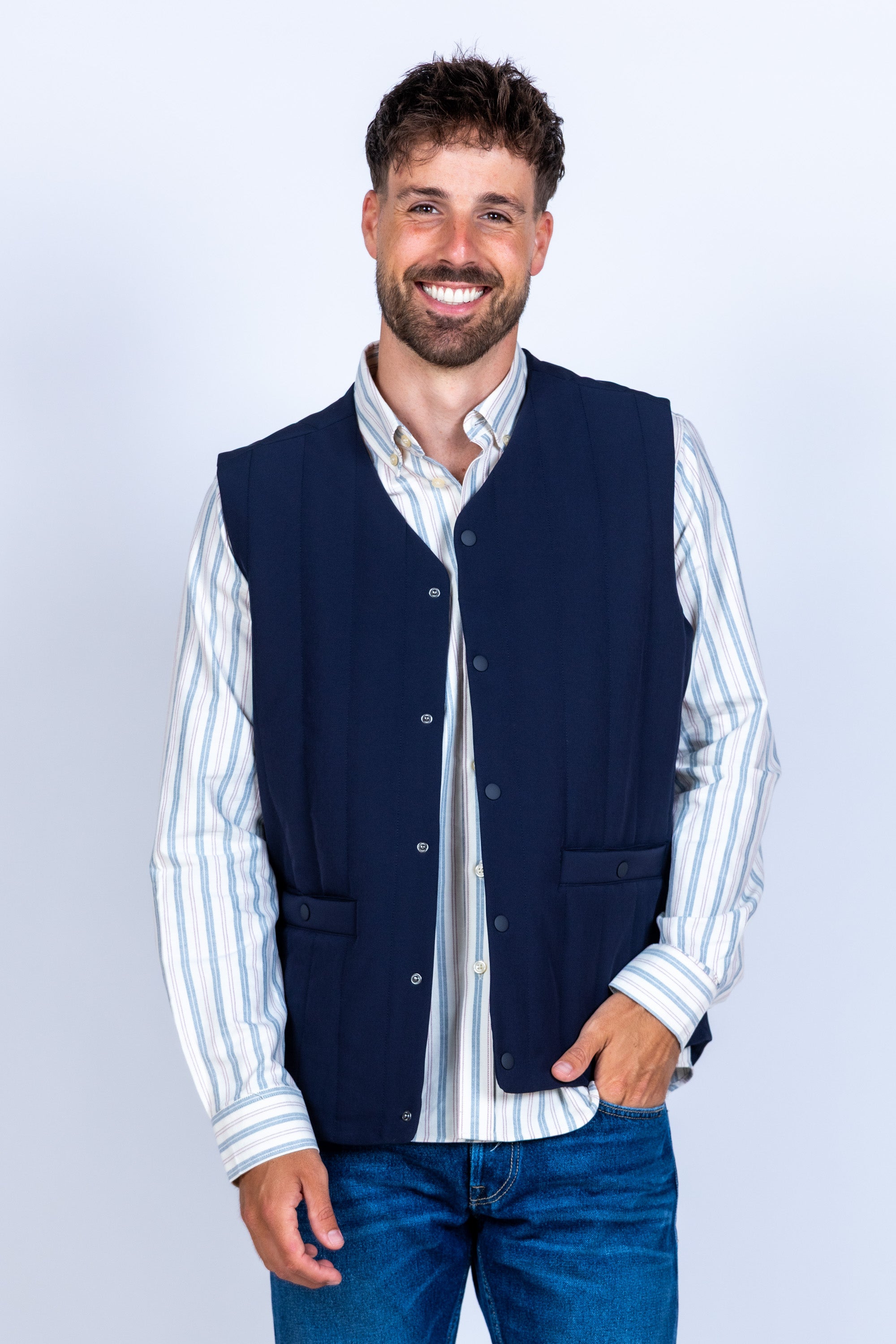 Gilet met knopen - Marine