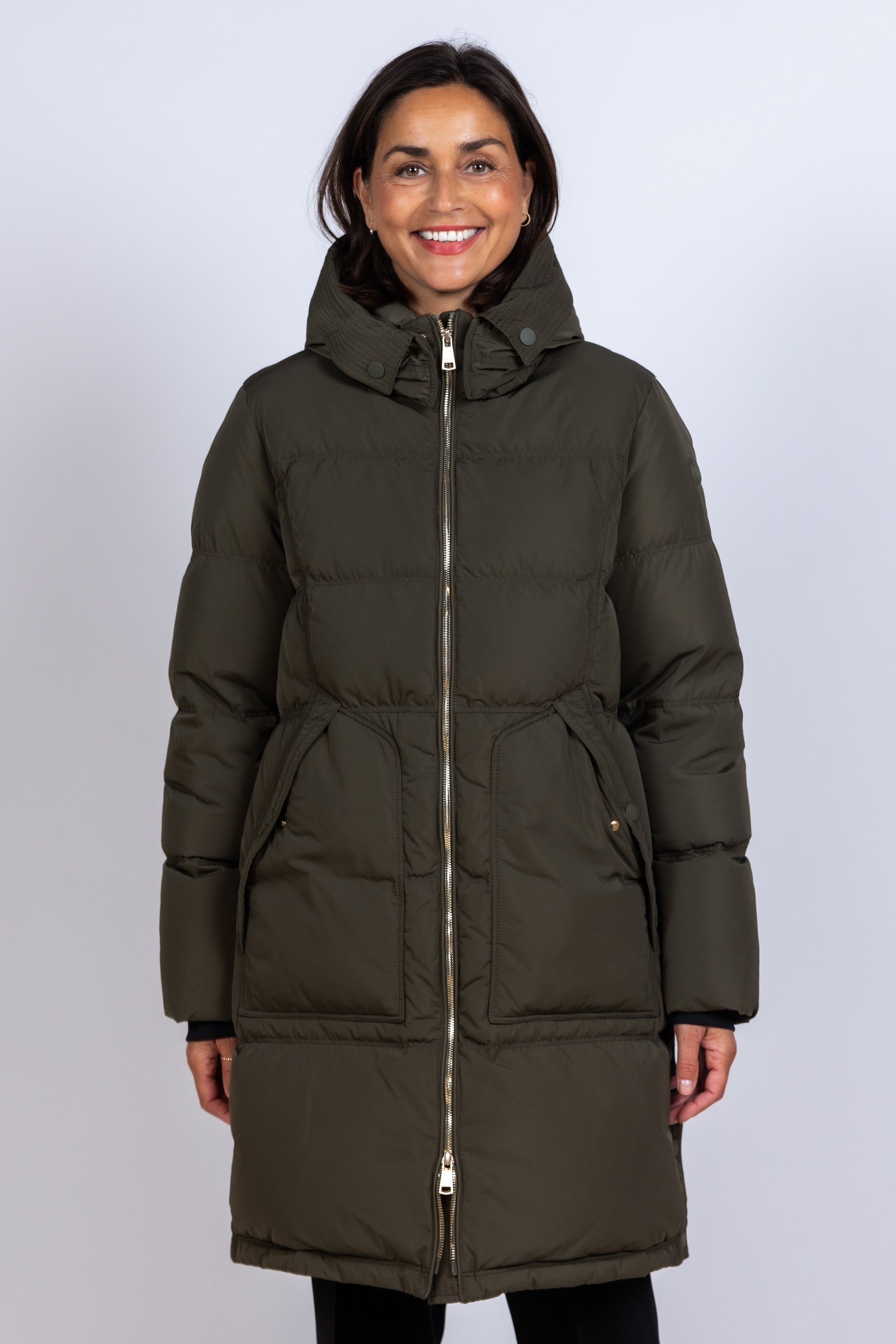 Halflange jas met capuchon - Khaki