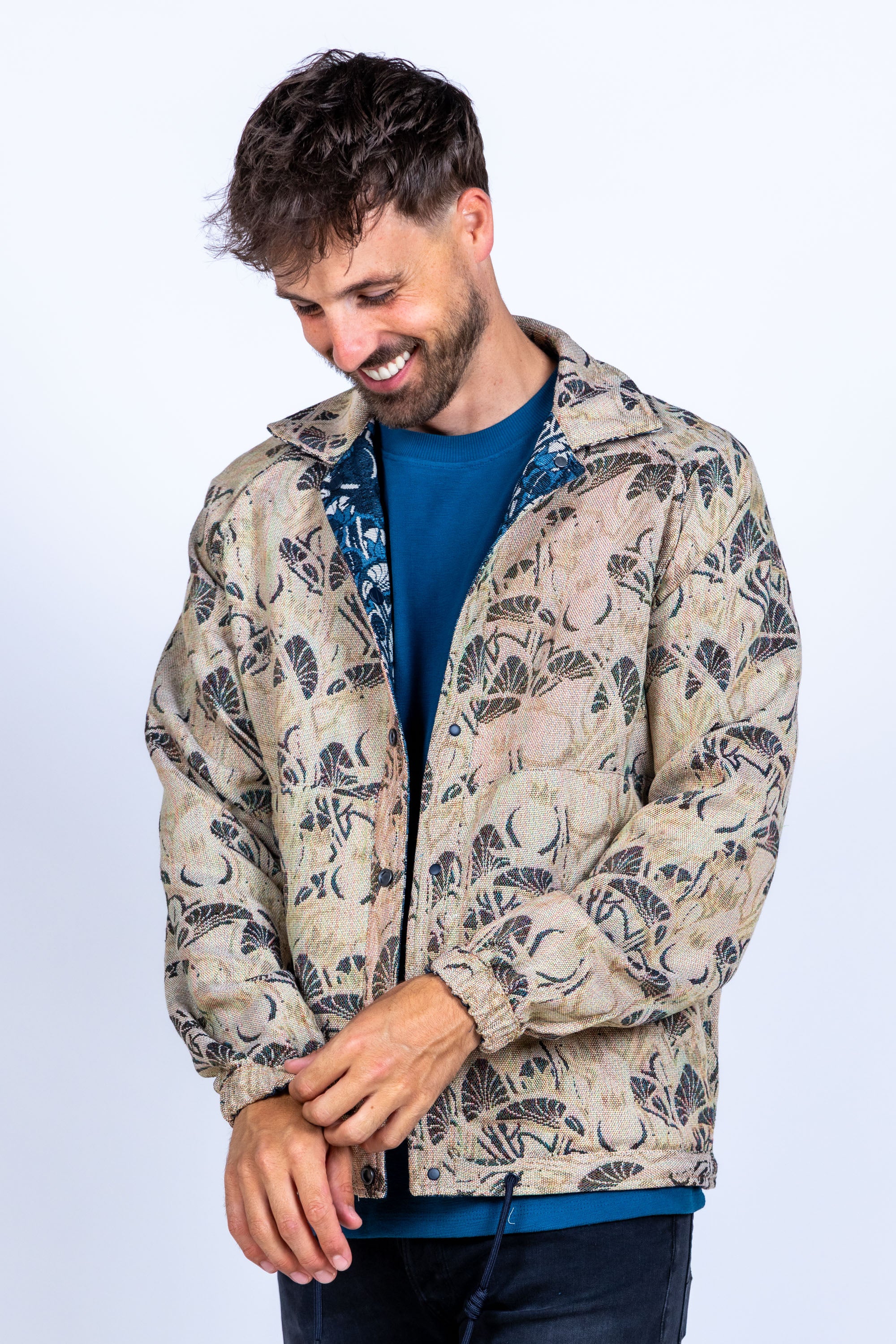 Jasje met bloemenprint - Marine