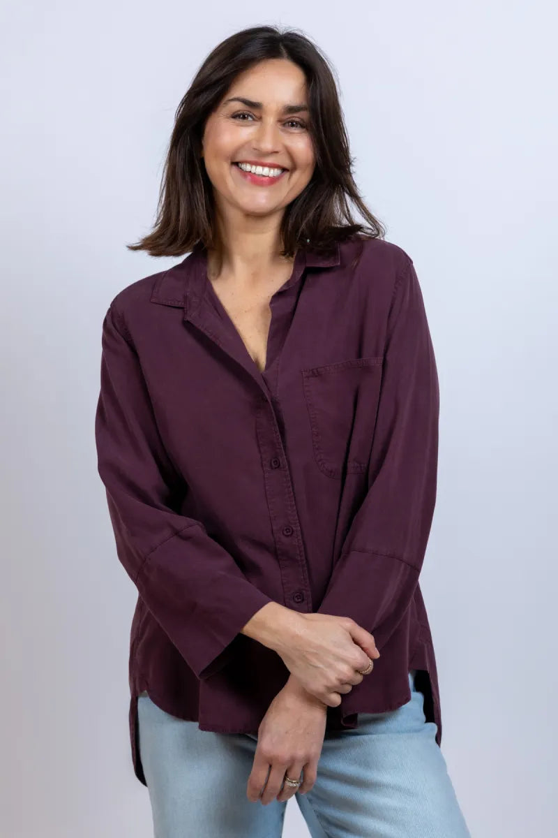DAHL, BELLA Blouse met knopen - Burgundy