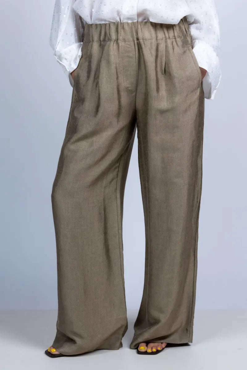 BY-BAR BY-BAR BENJI GLOSS PANTS BY-BAR BENJI GLOSS PANTS Wijde pantalon - Goud