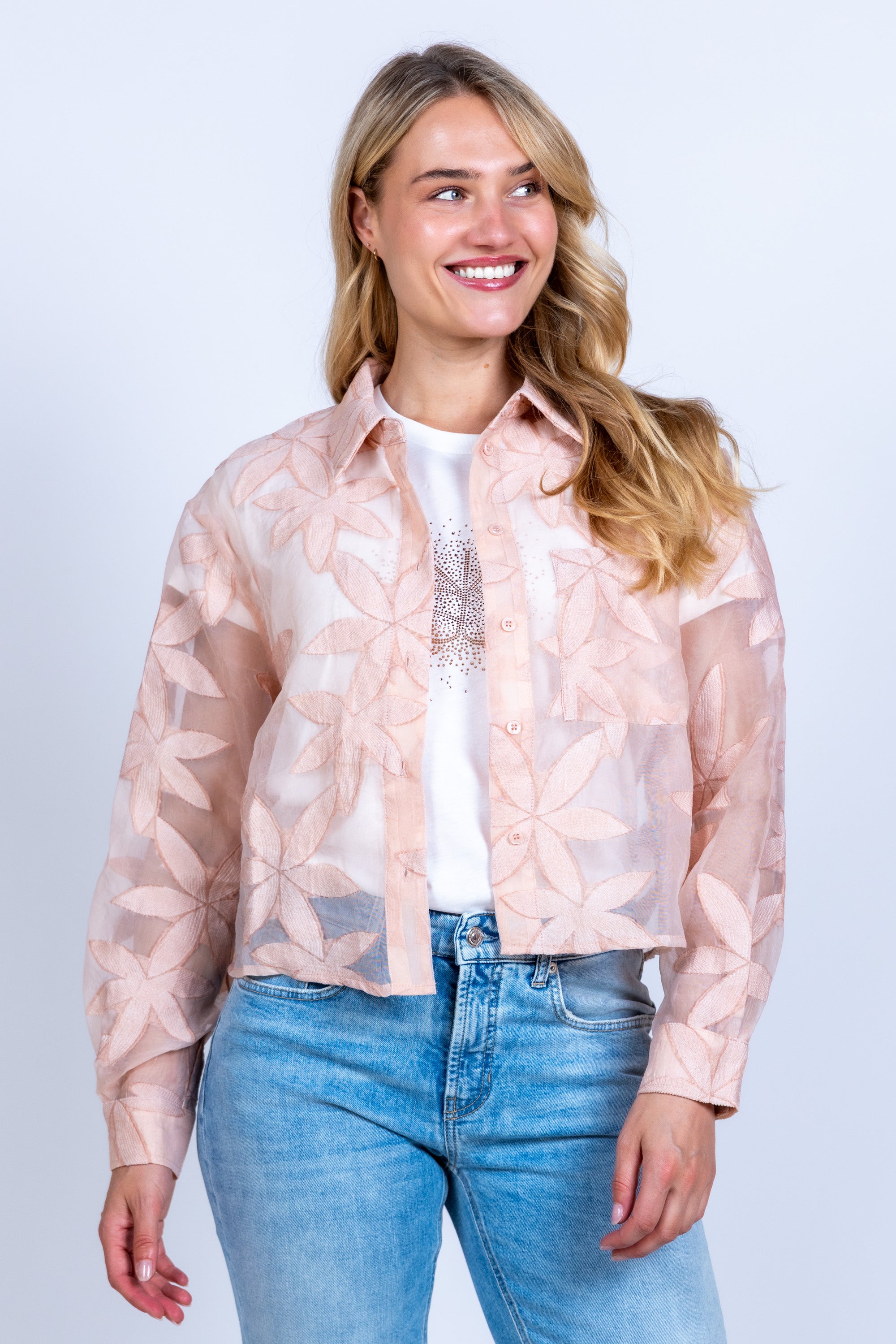 Blouse met bloemenpatroon - Oudroze