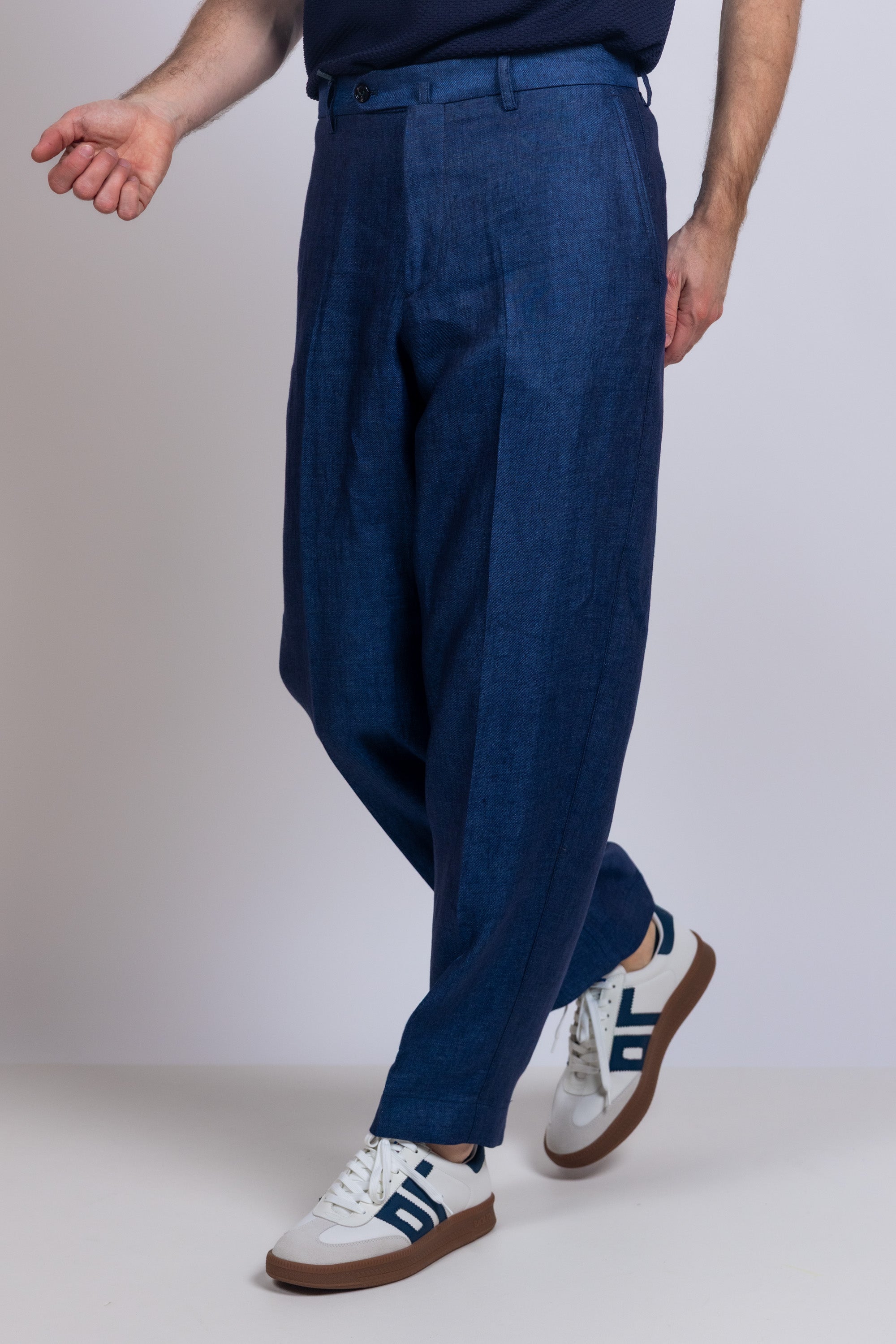 Pantalon met plooi - Marine