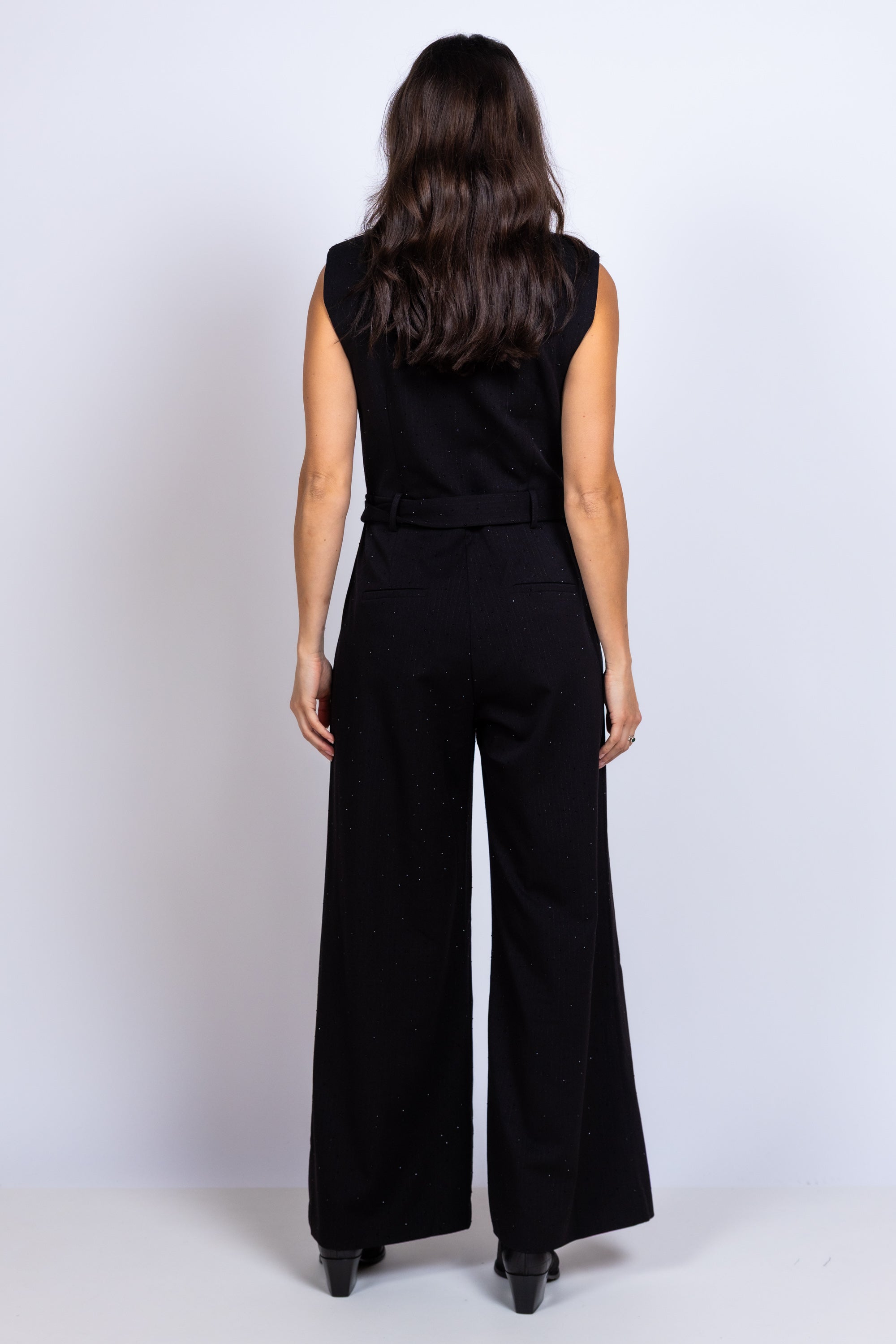 Jumpsuit met ceintuur - Zwart