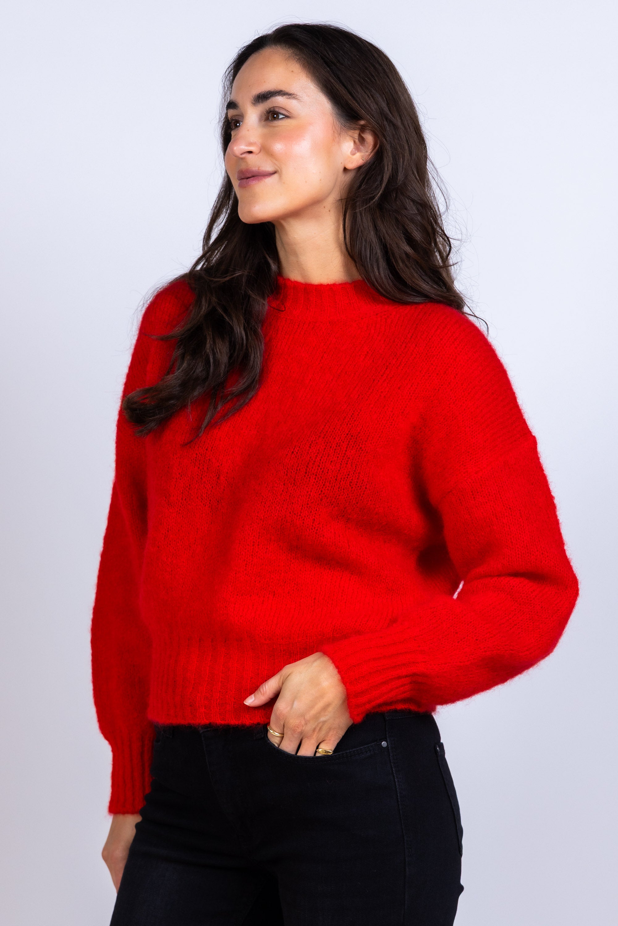Trui met ronde hals - Rood