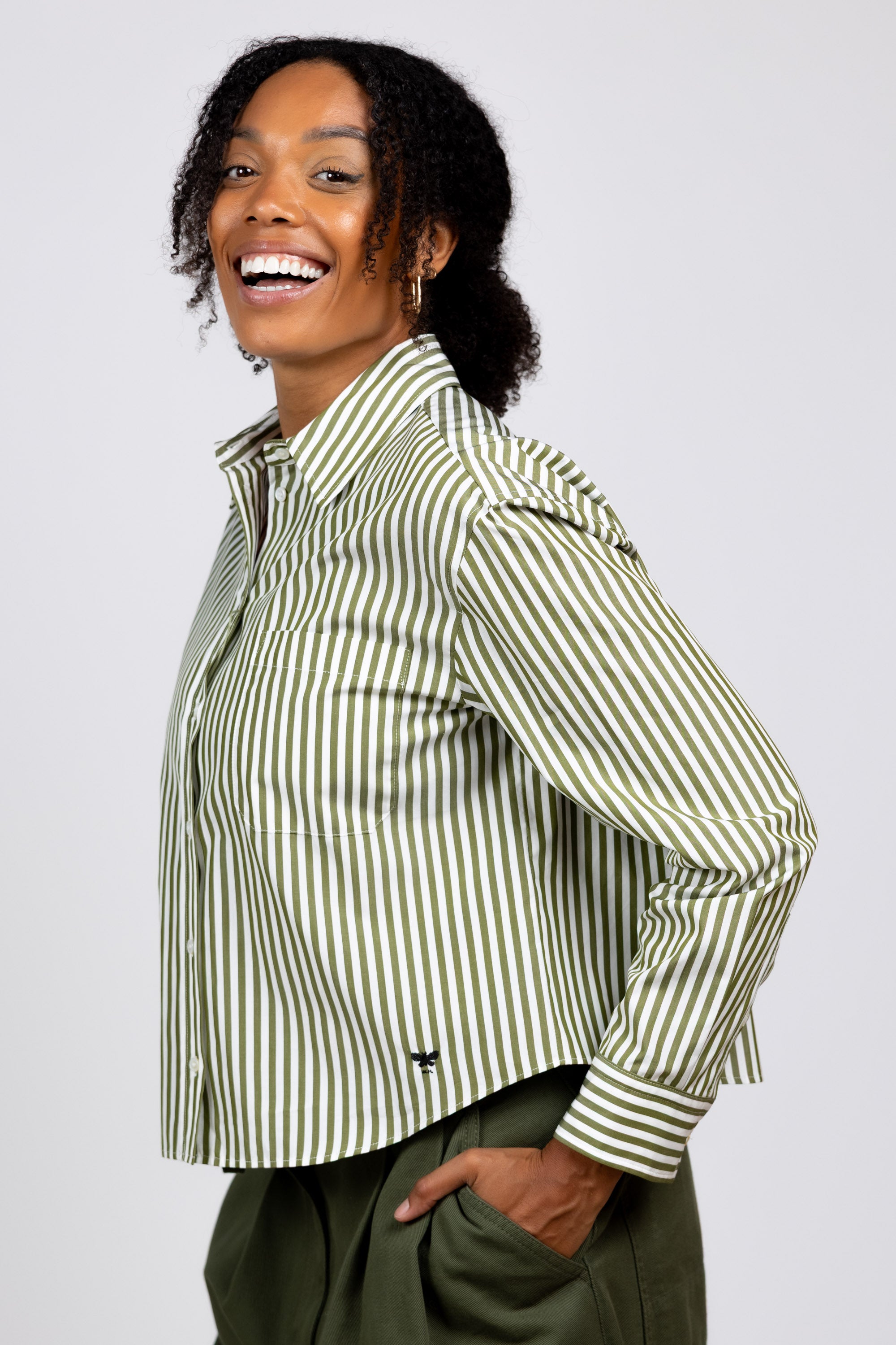Gestreepte blouse - Appelgroen