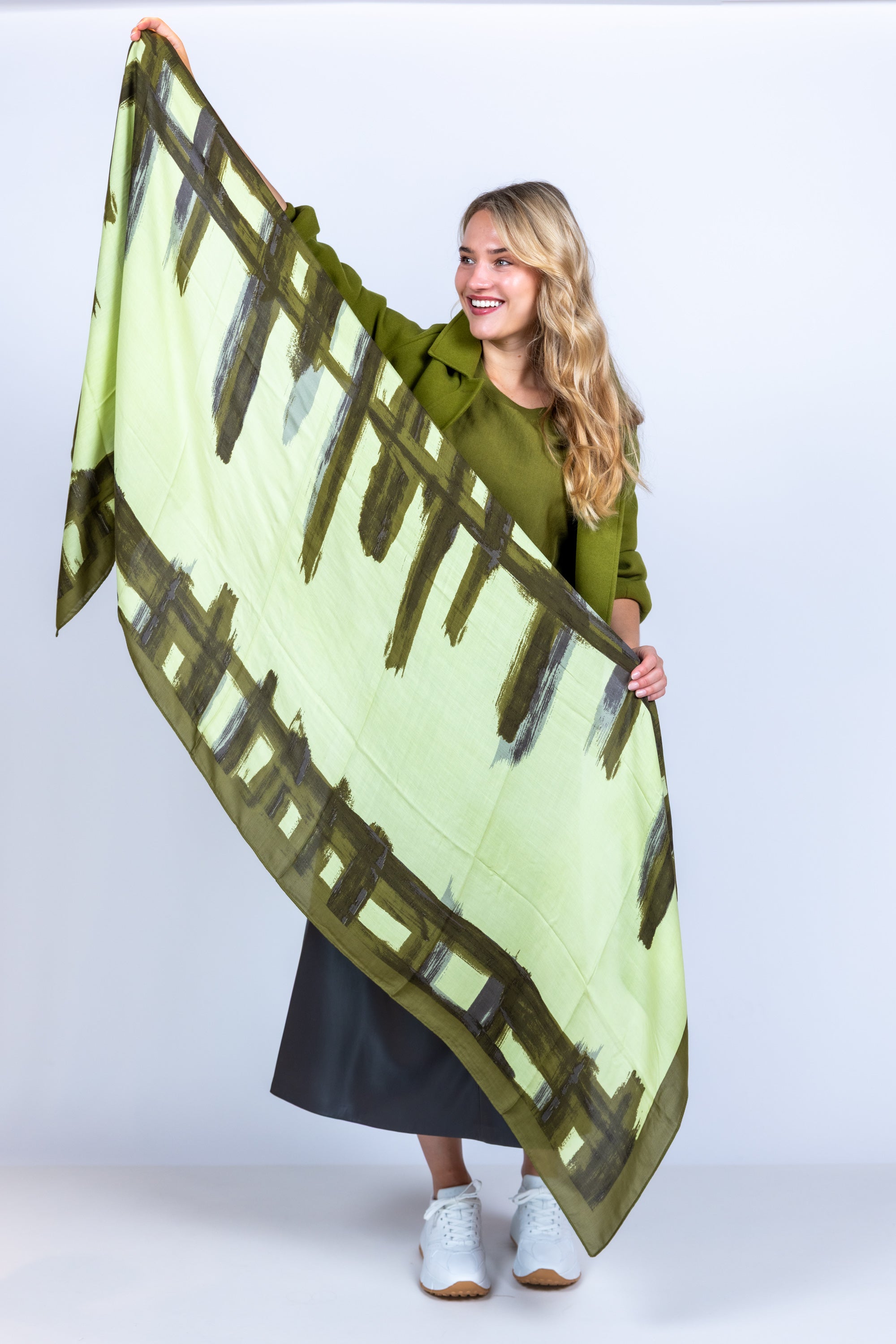 Sjaal met print - Lime
