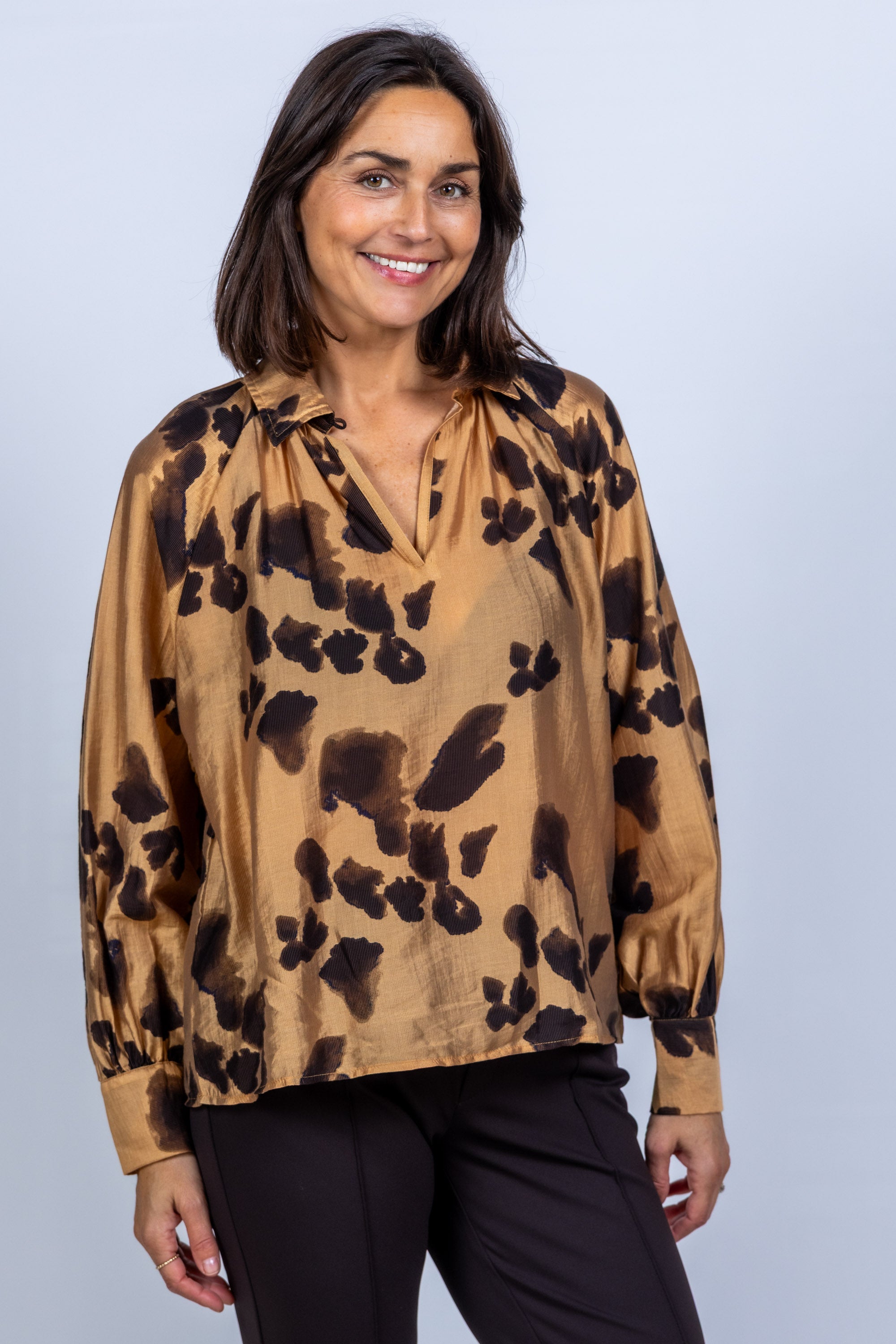 Blouse met print - Camel