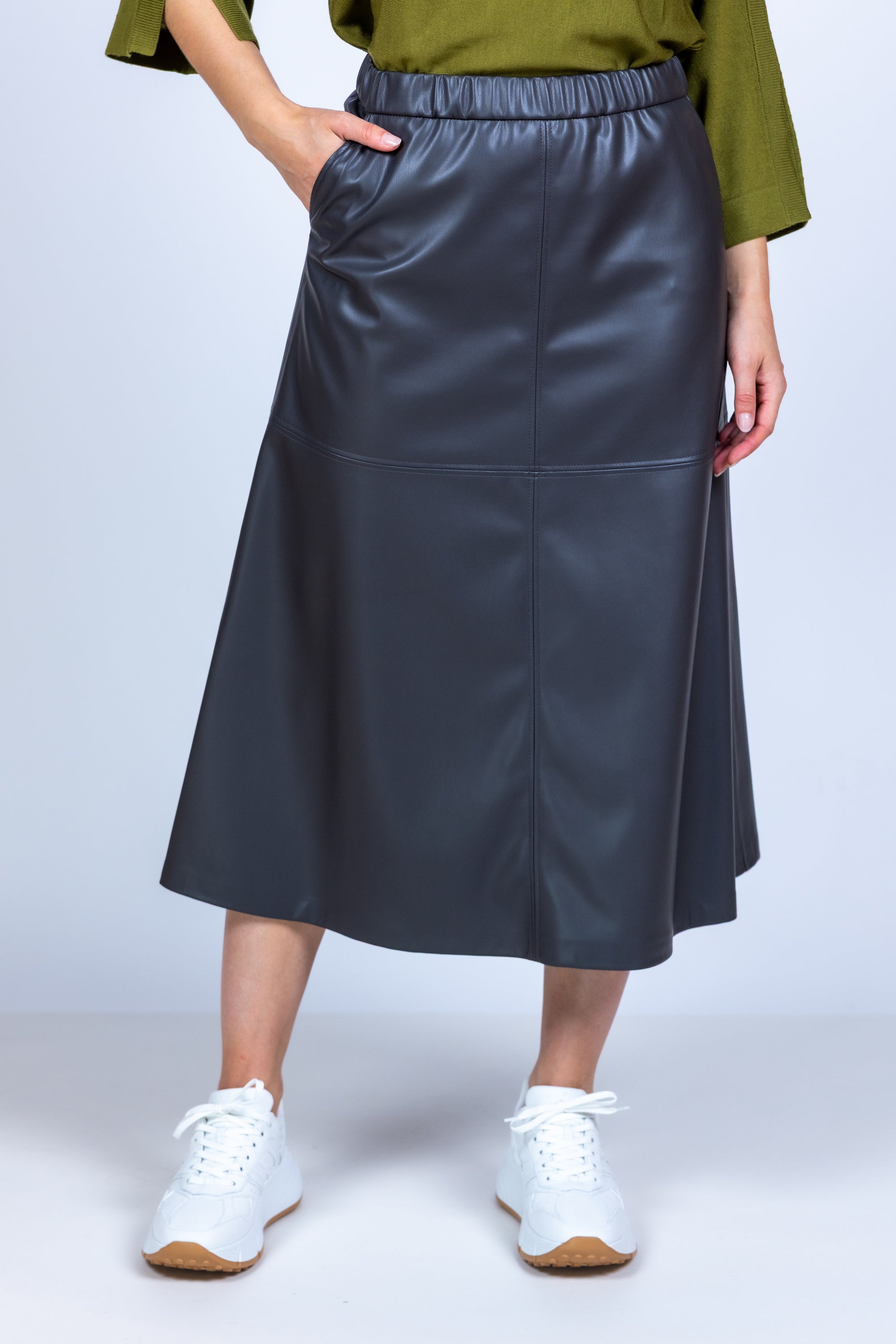 Rok van leerlook - Antraciet