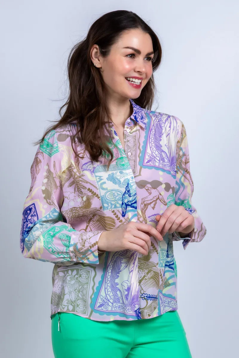 MARCCAIN COLLECTIE MARCCAIN COLLECTIE AC.51.22 W19 Blouse met print - Roze