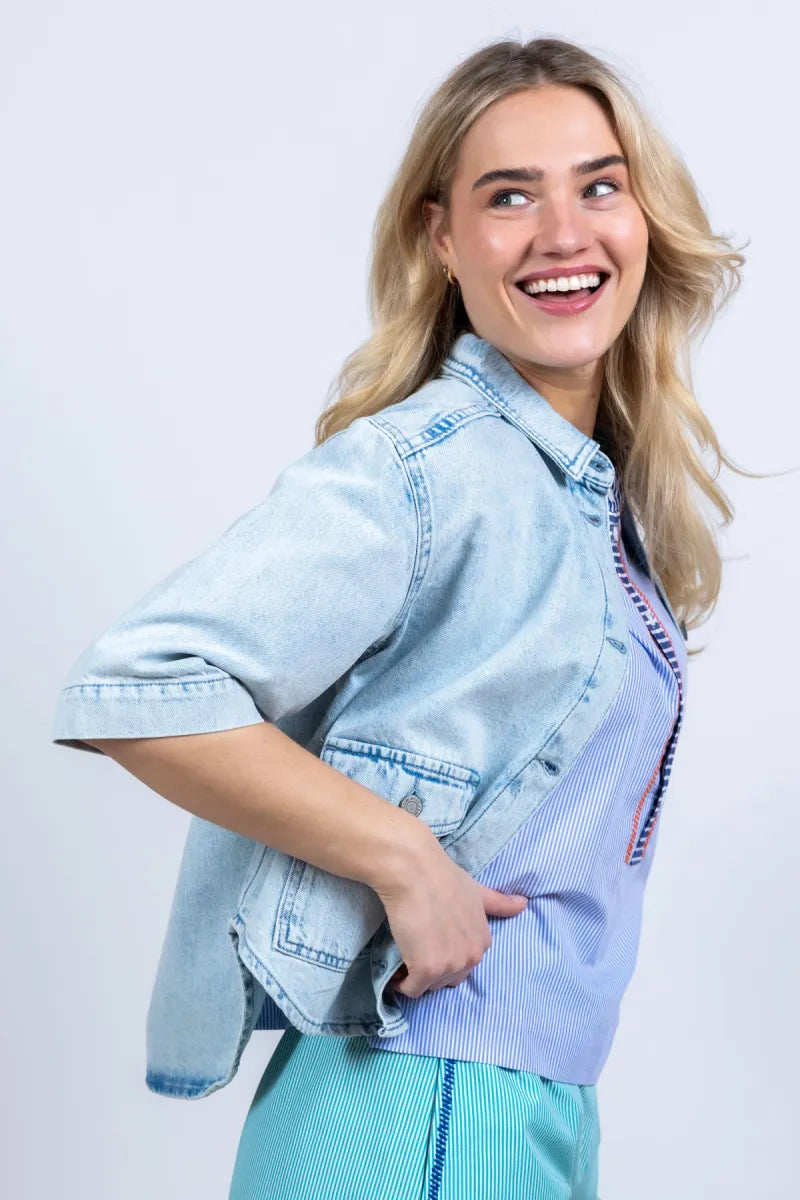 MOSCOW D MOSCOW D 11505 Bizar Denim jasje met knopen - Licht jeans
