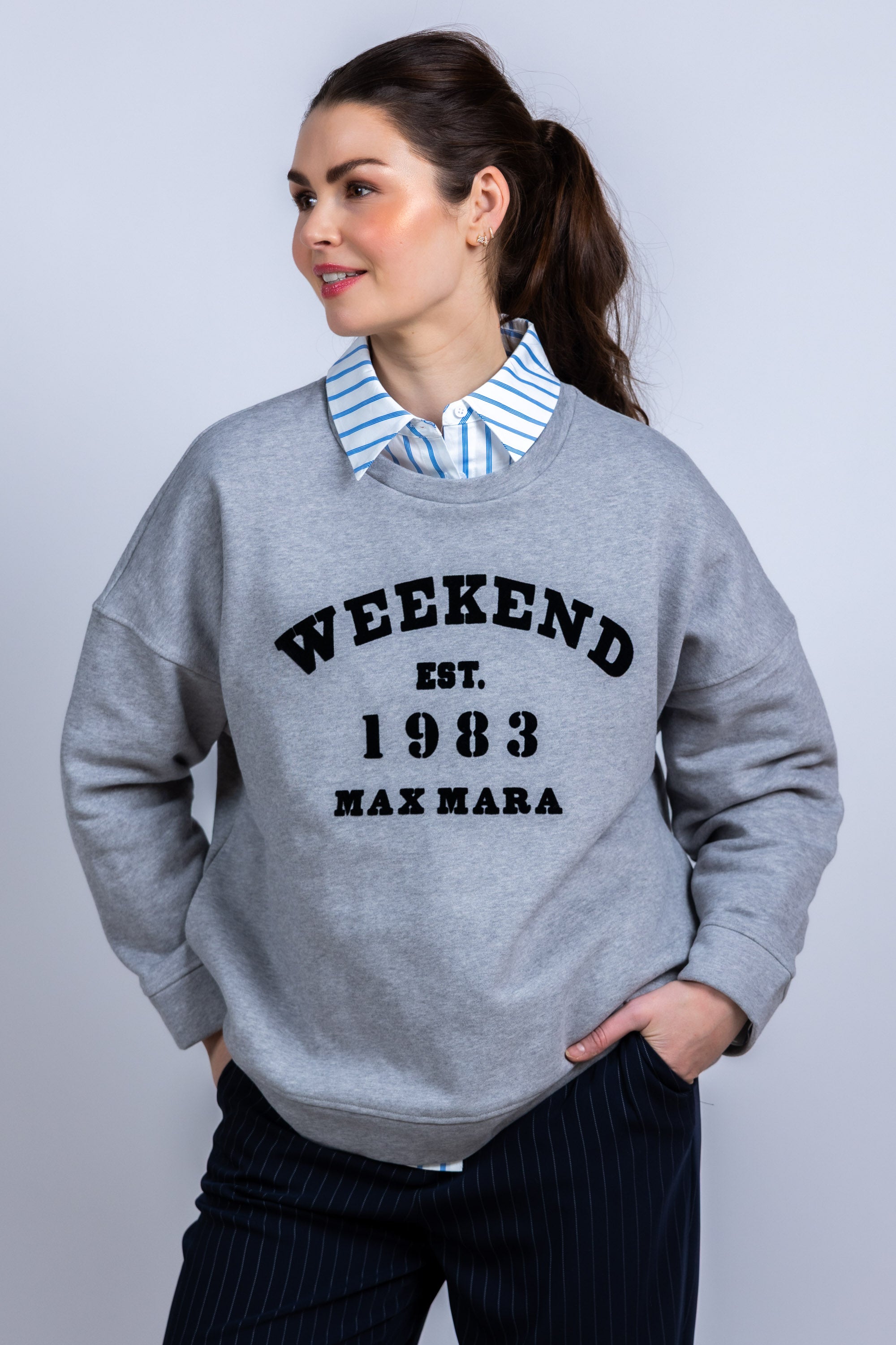 Sweater met print - Lichtgrijs