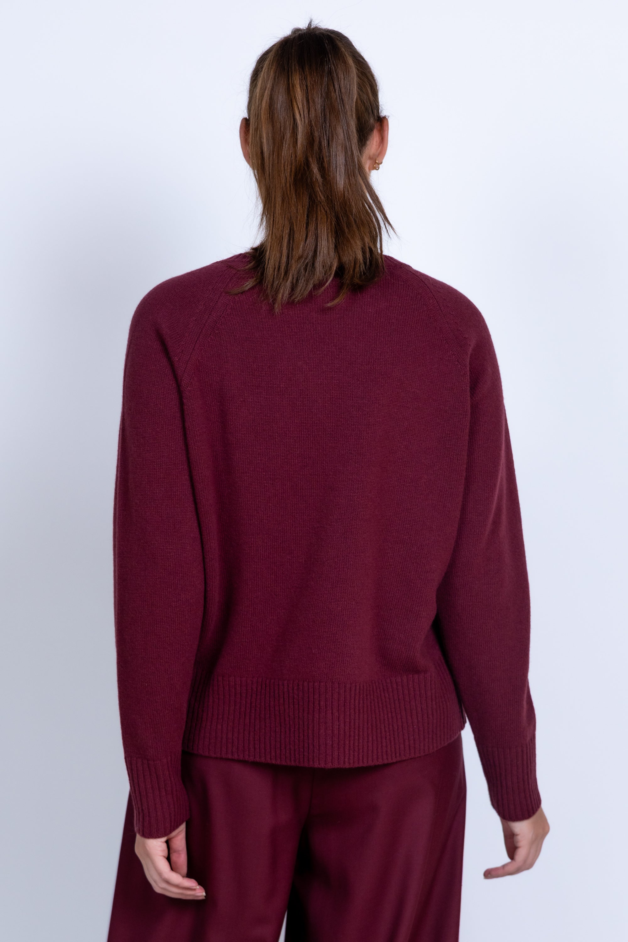 Trui met ronde hals - Donkerbordeaux