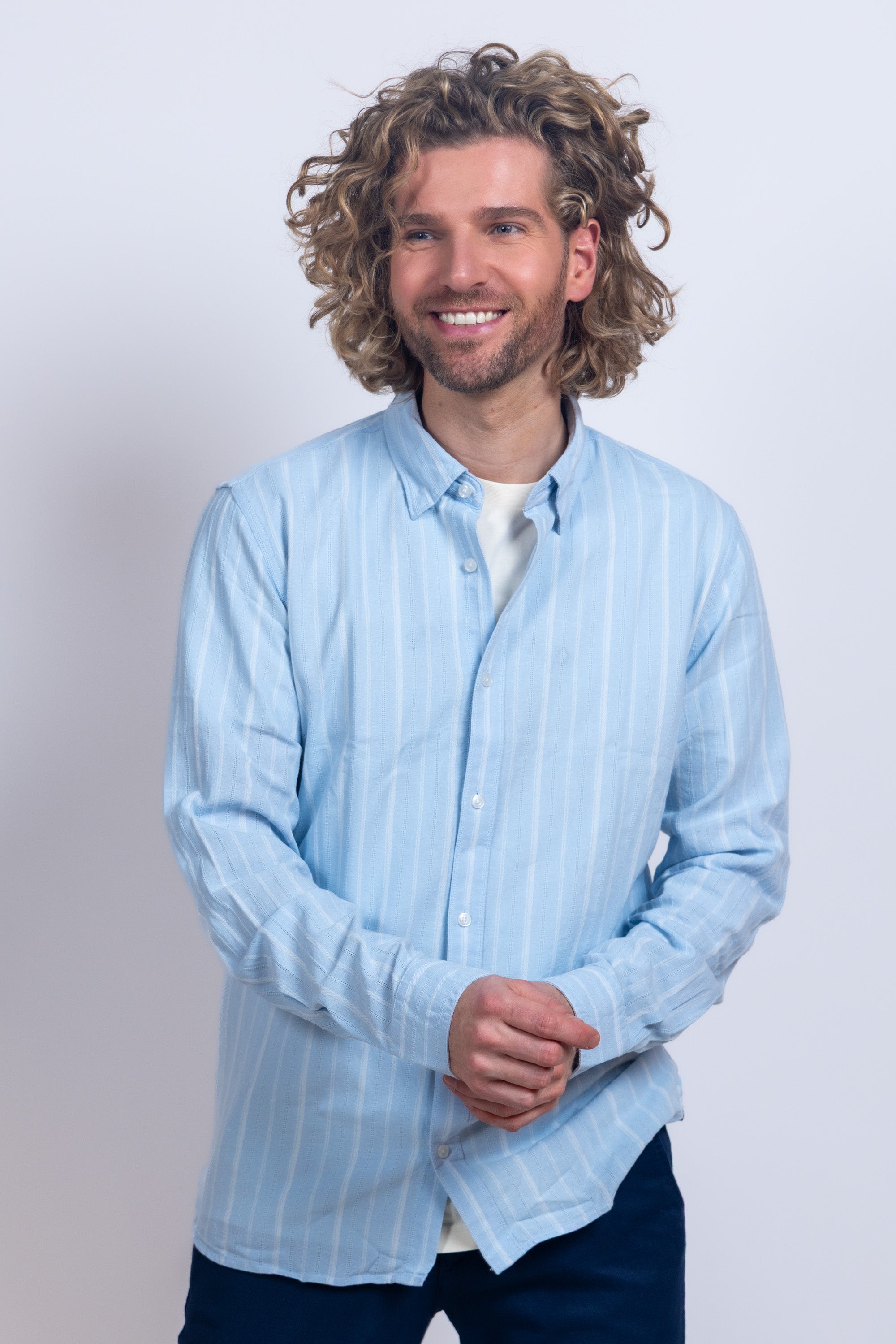 Overhemd met strepen - Bleu