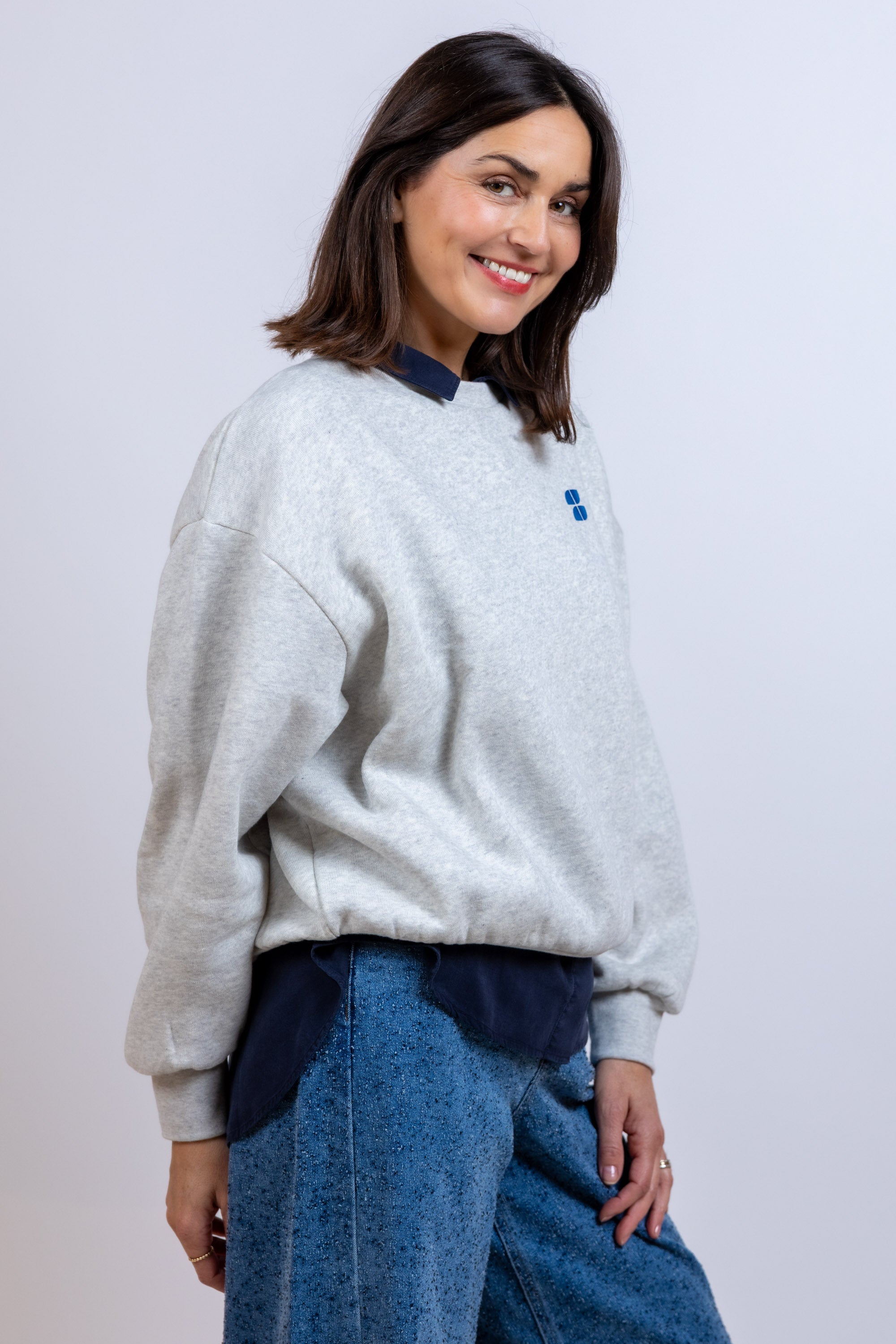 Sweater met logo - Lichtgrijs