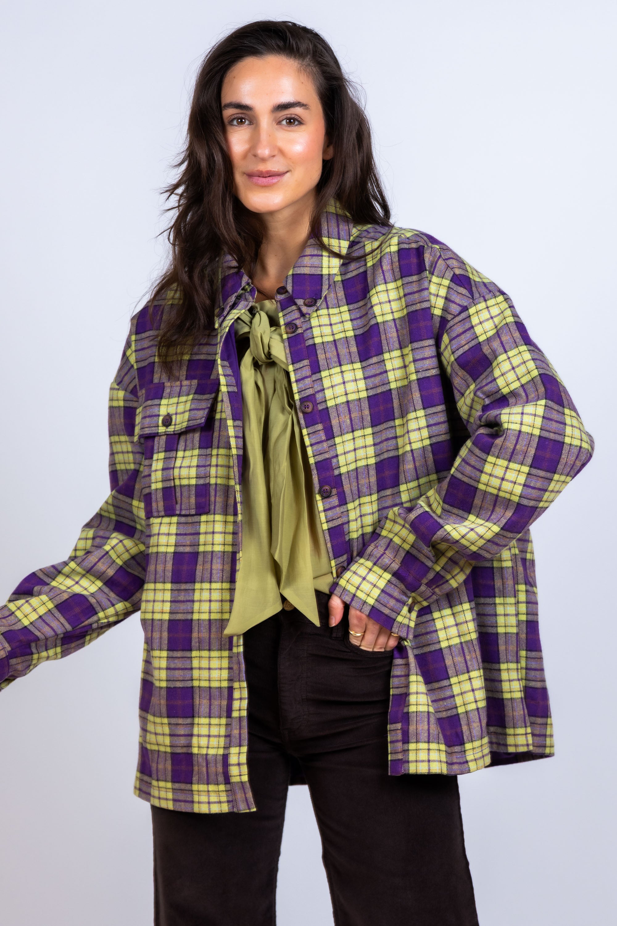 Shirt met ruitpatroon - Paars