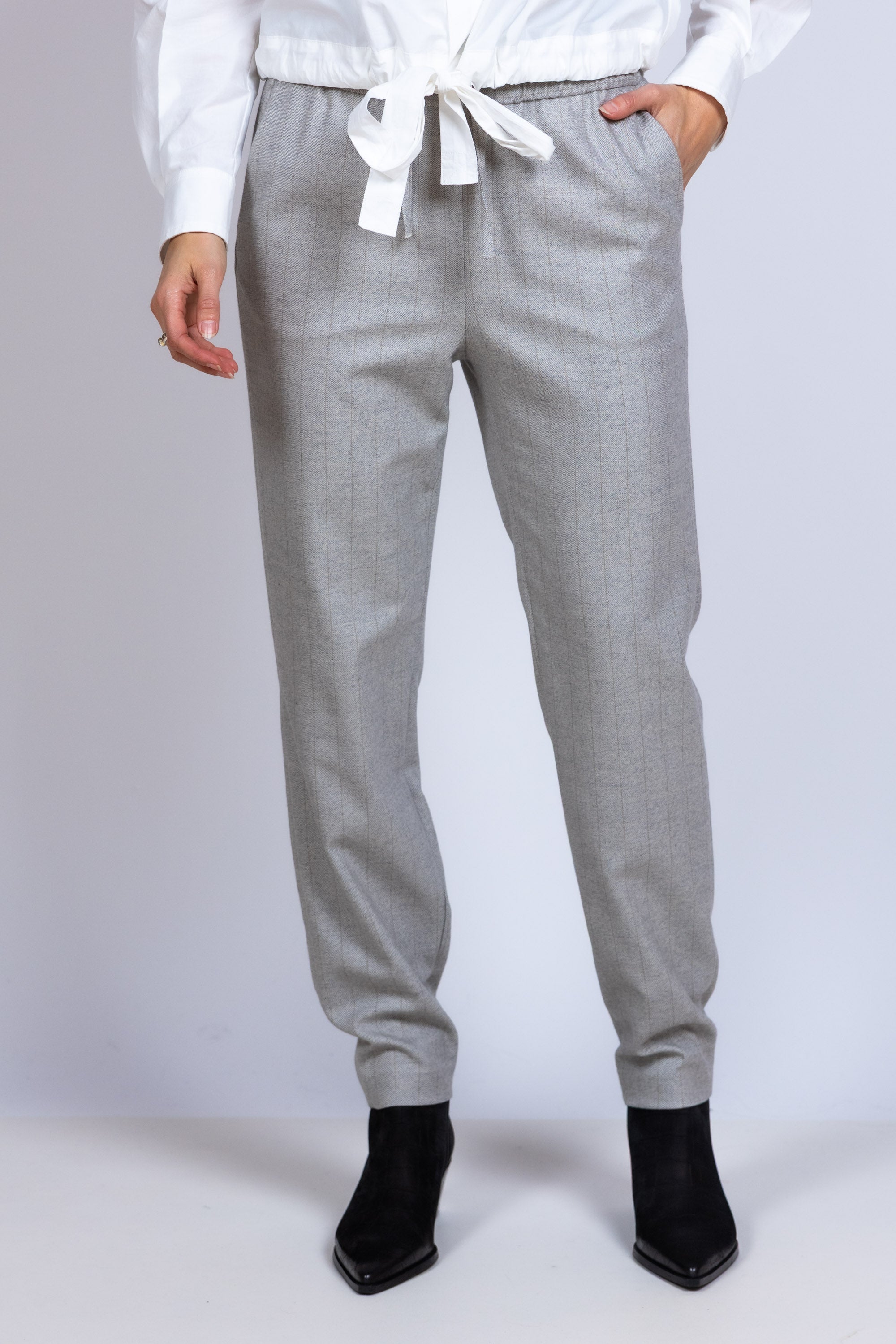 Broek met krijtstreep - Lichtgrijs