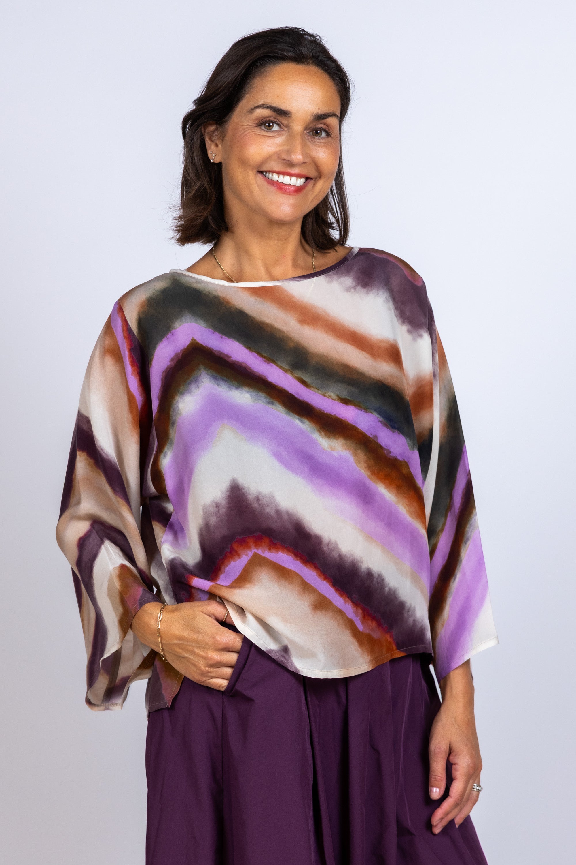 Blouse met print - Zand