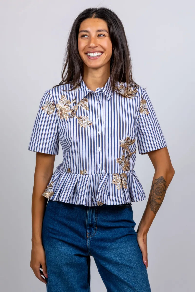 MUNTHE Blouse met strepen - Ecru