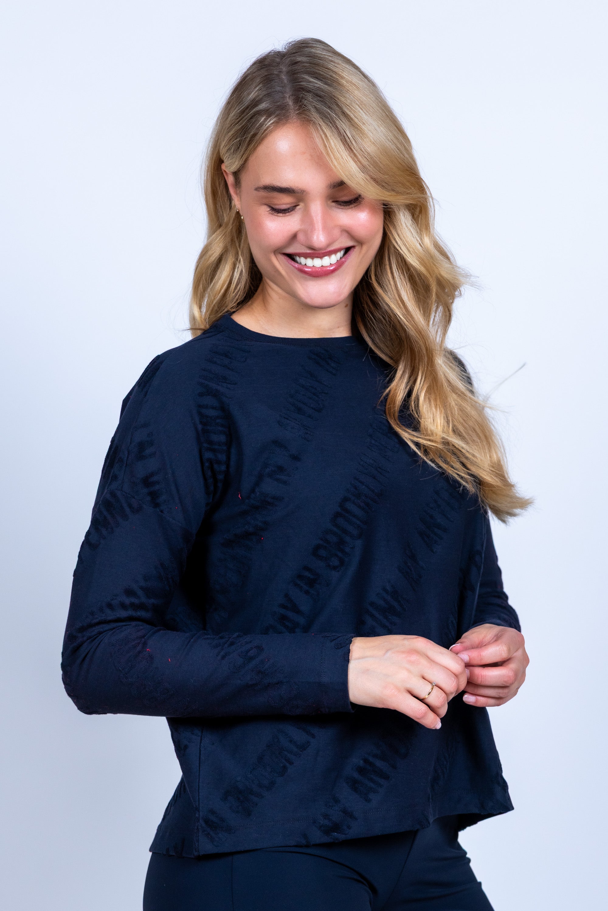 Trui met tekstprint - Marine
