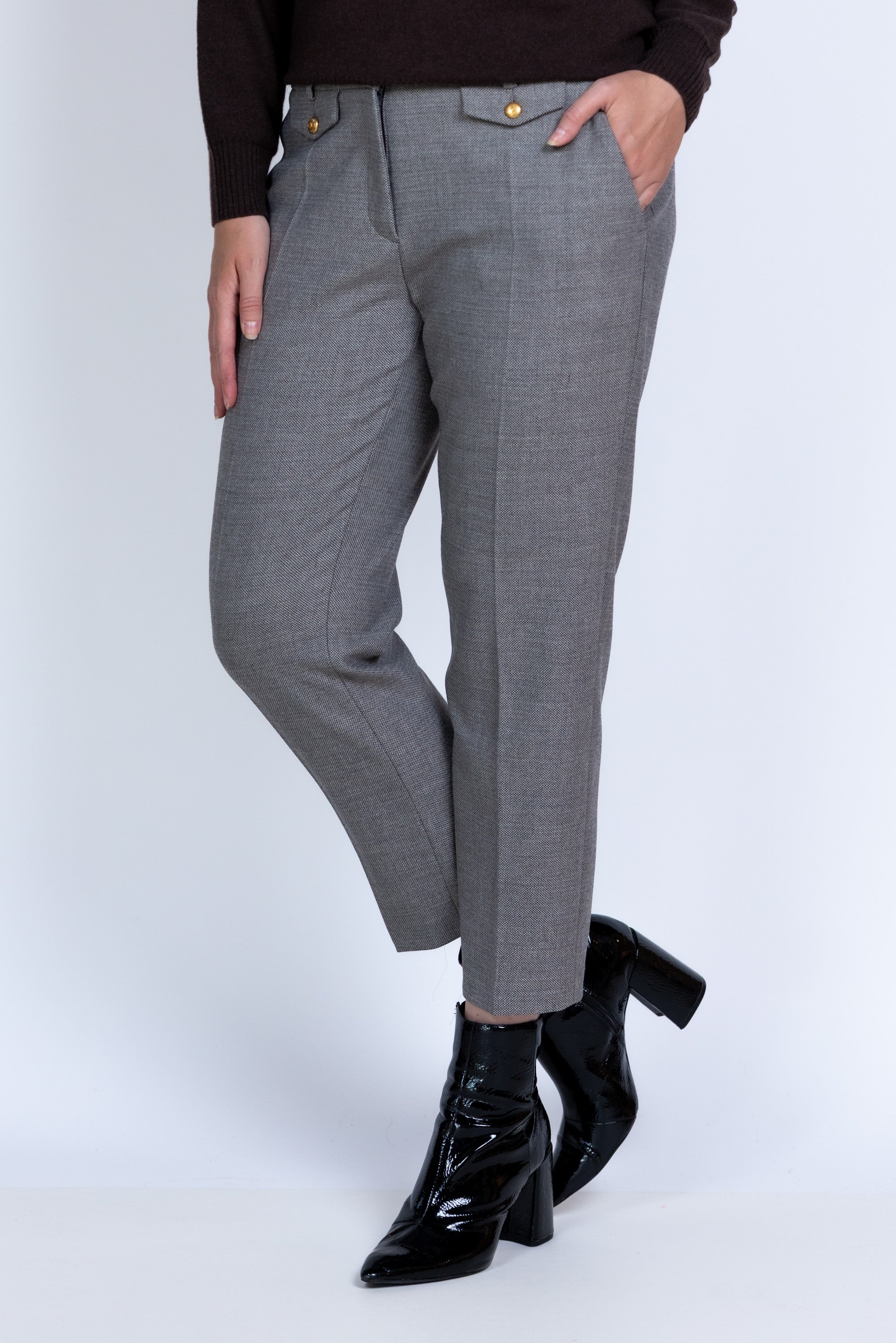 Broek met knoopzakken - Grijs/groen