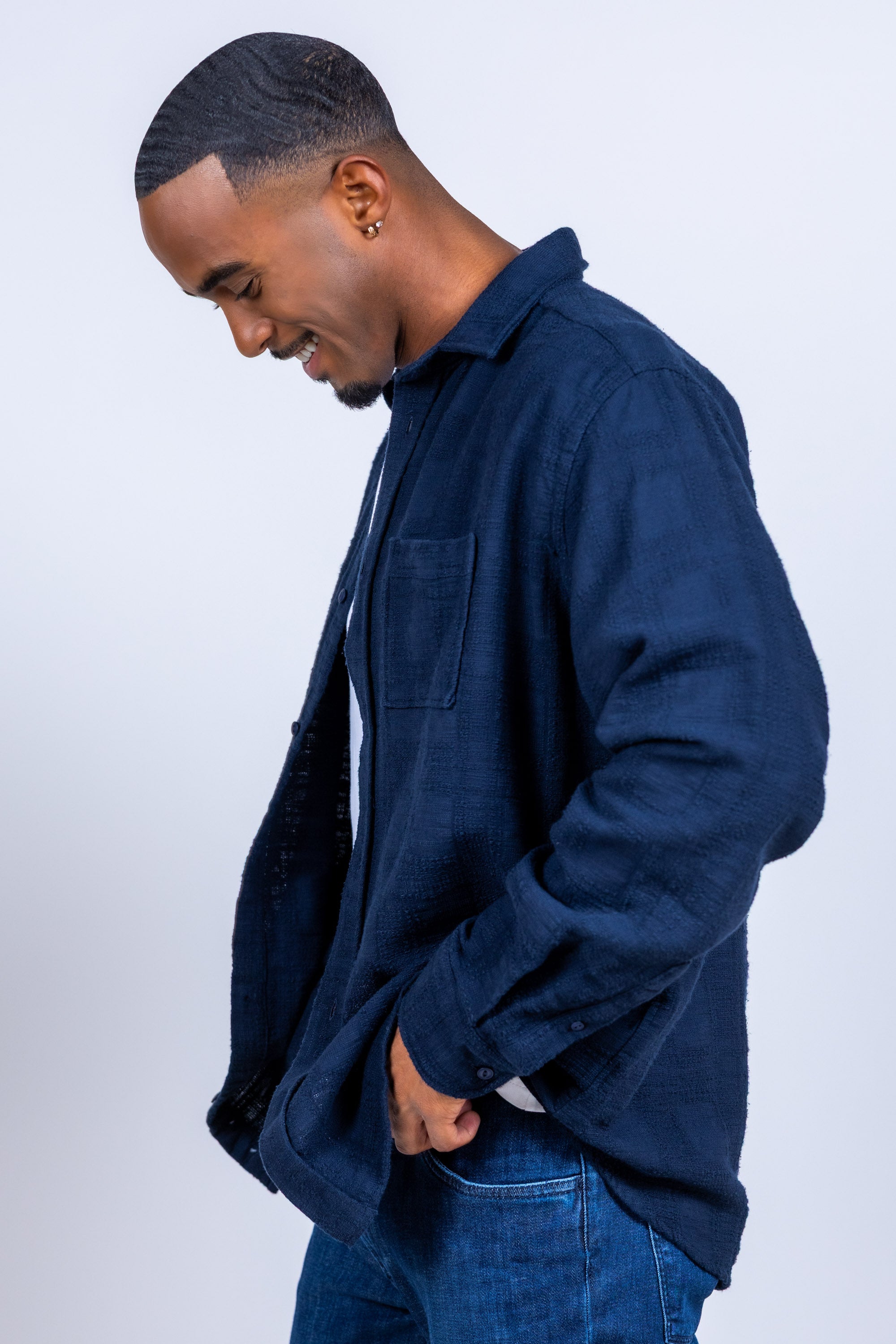 Shirt met knopen - Marine