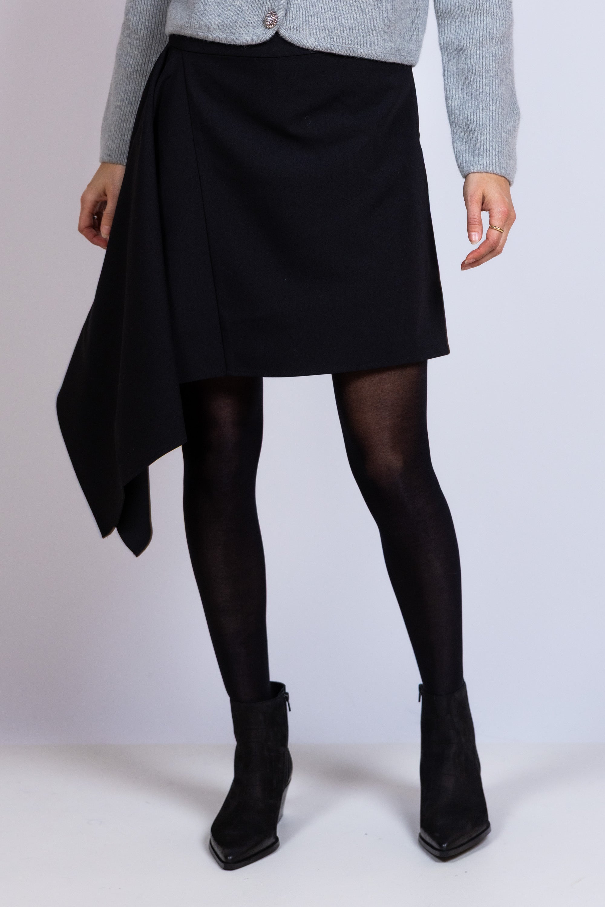 Rok met asymmetrisch detail - Zwart