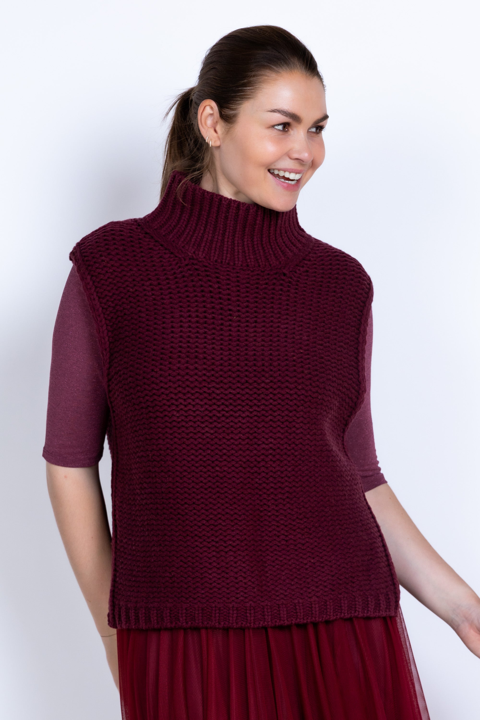 Gebreide spencer - Burgundy
