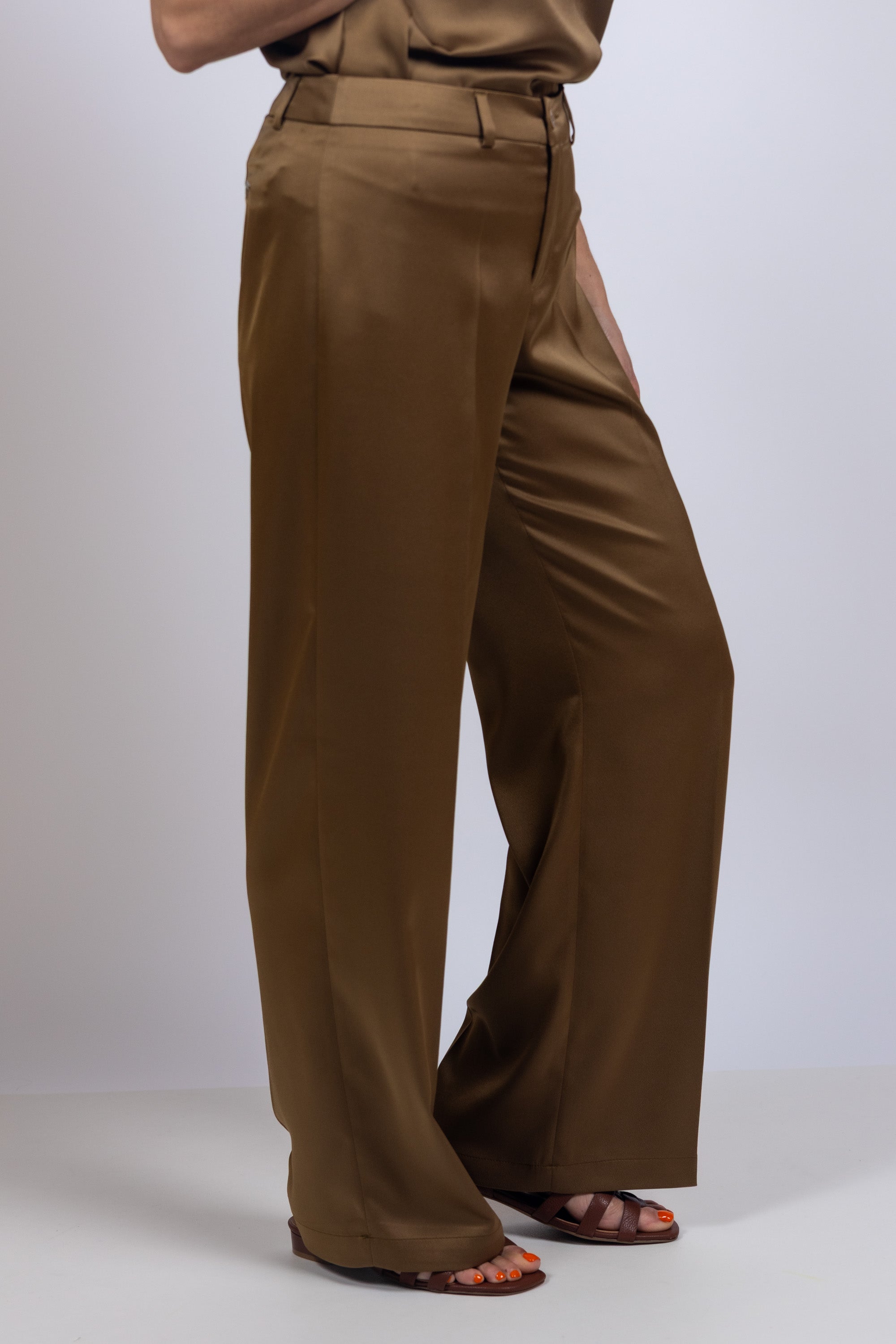 Wijde pantalon - Bronsbruin