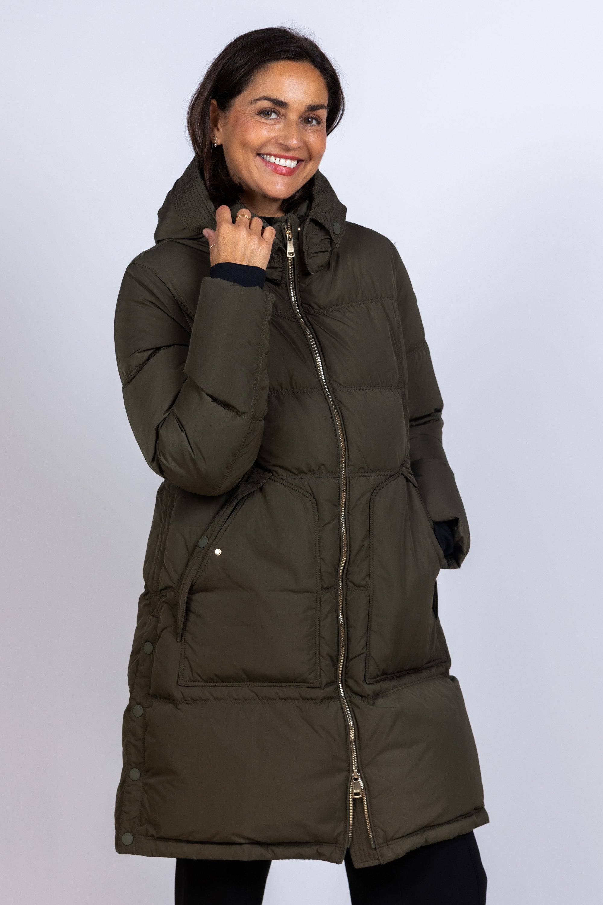 Halflange jas met capuchon - Khaki
