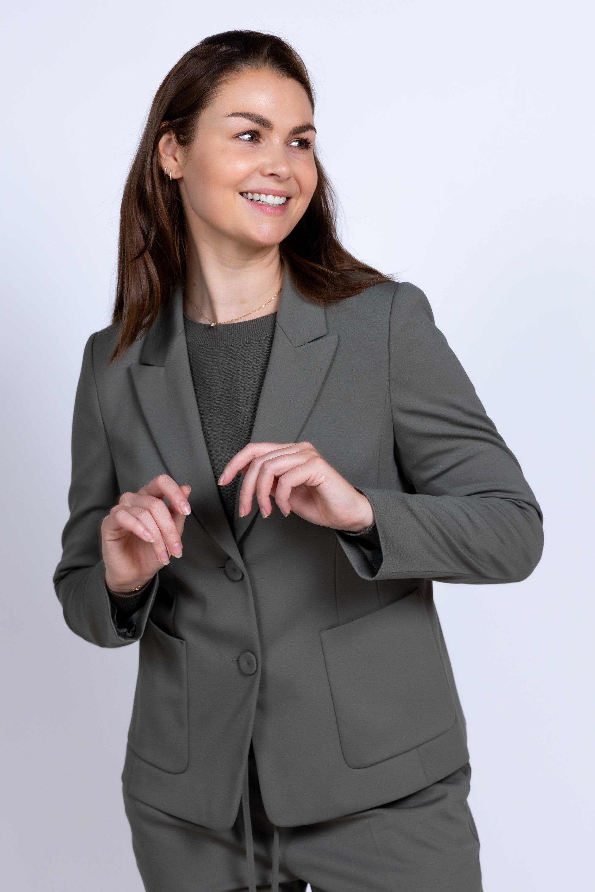 Blazer met knopen - Olijfgroen