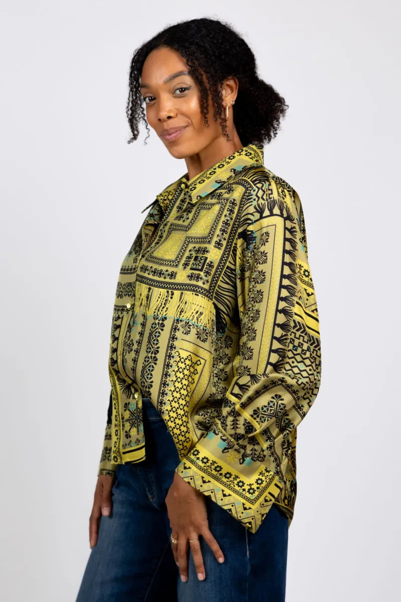 MOMONI MOMONI RIMMA MO01 Zijde blouse - Lime