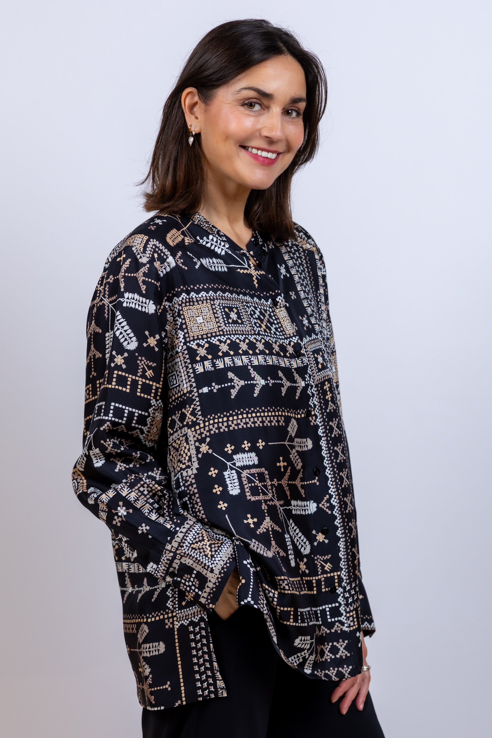 Blouse met print - Zwart