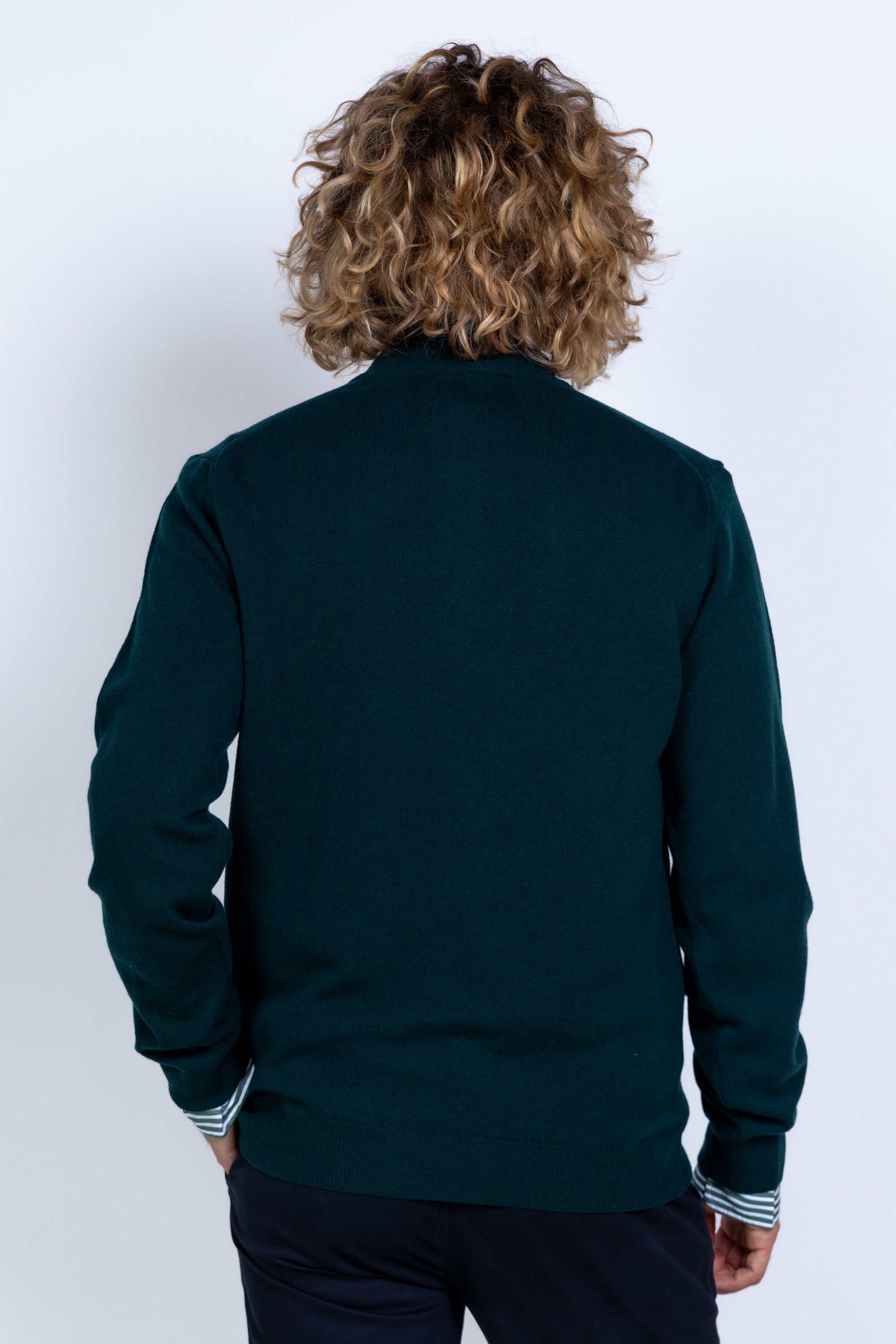 Trui met opstaande kraag - Flessegroen